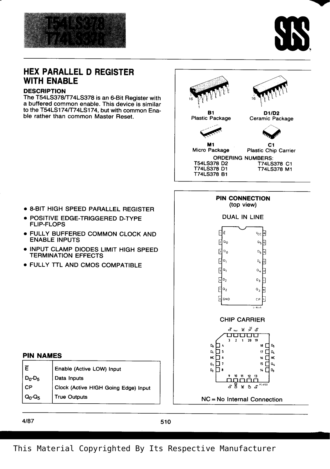 Datasheet T74LS378B1 Specification - ManualMachine.com