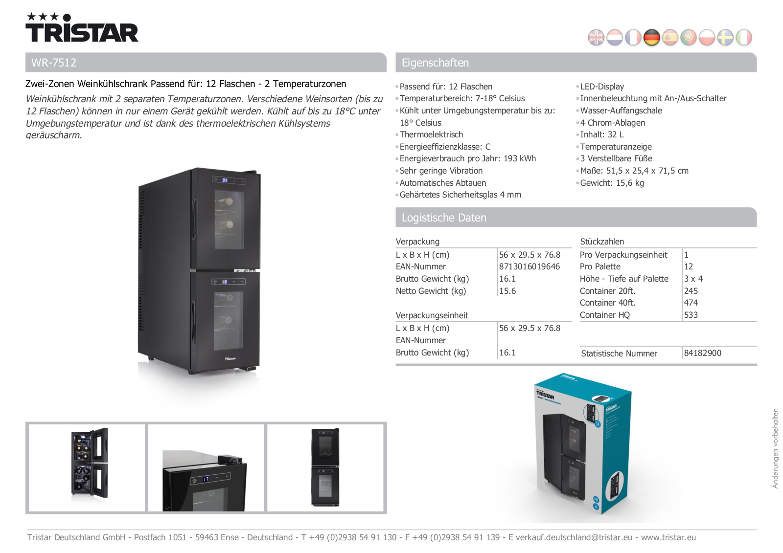 Tristar WR-7512 User Manual