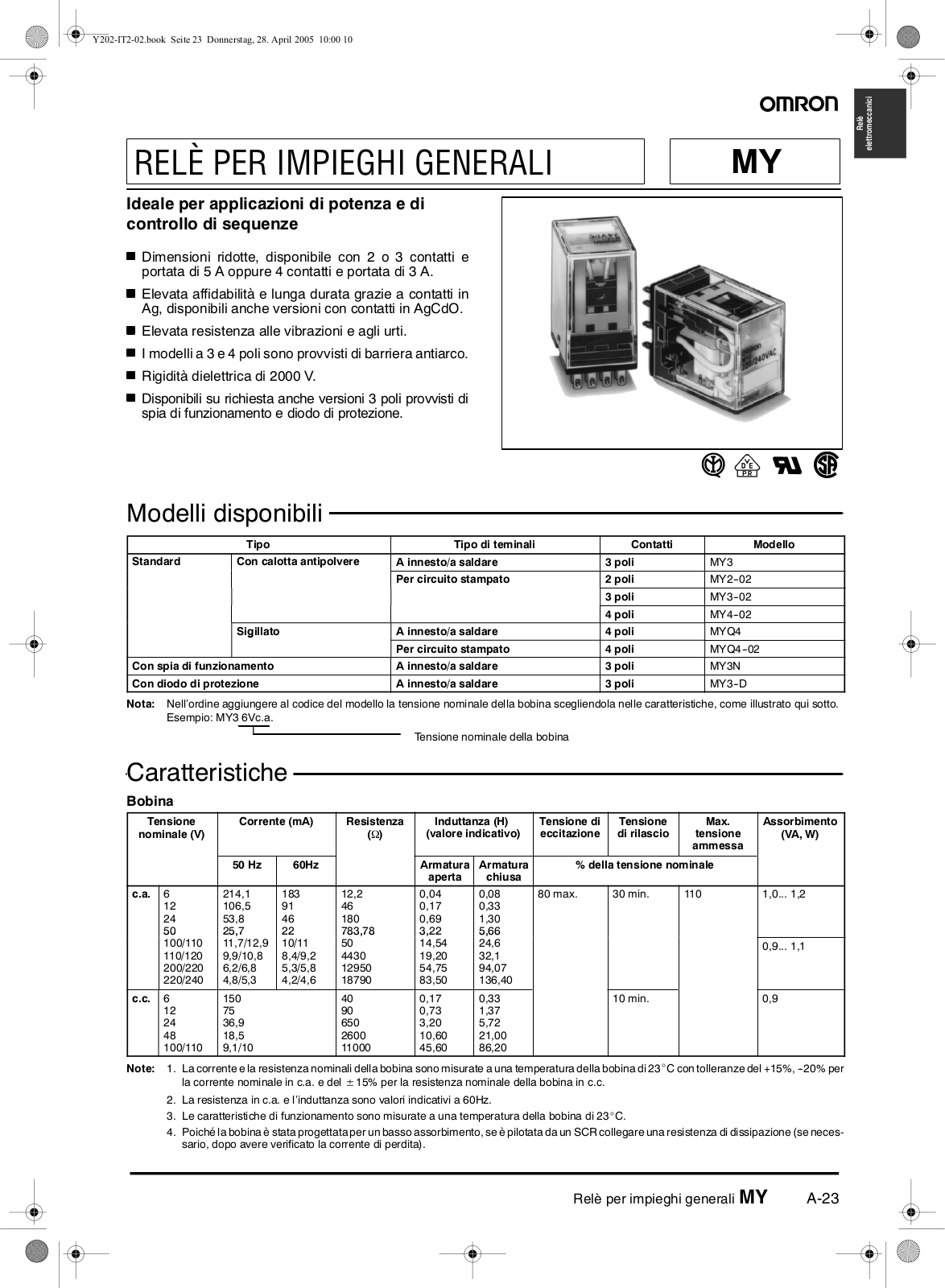 Omron MY DATASHEET