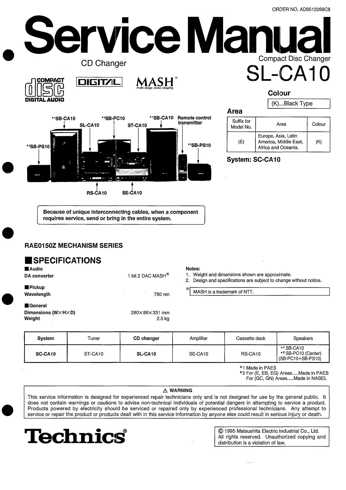 Technics SLCA-10 Service manual