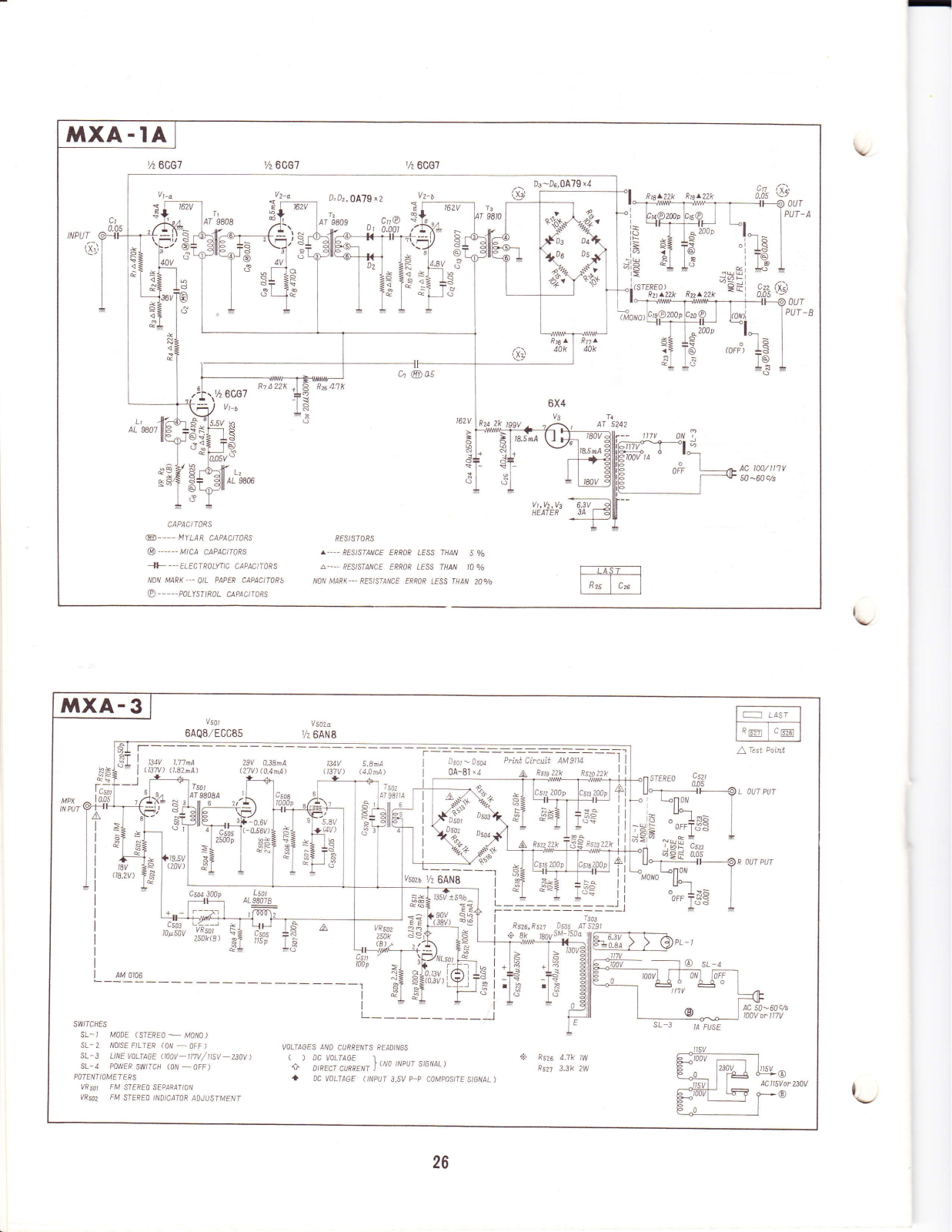 Pioneer MXA-1-A, MXA-3 Schematic