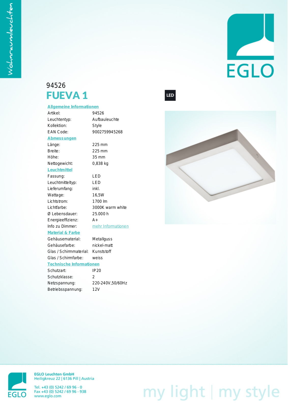 Eglo 94526 Service Manual