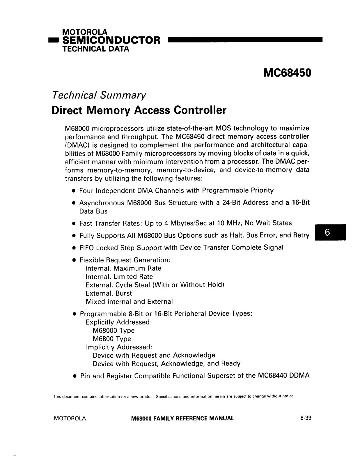 Motorola MC68450 Datasheet