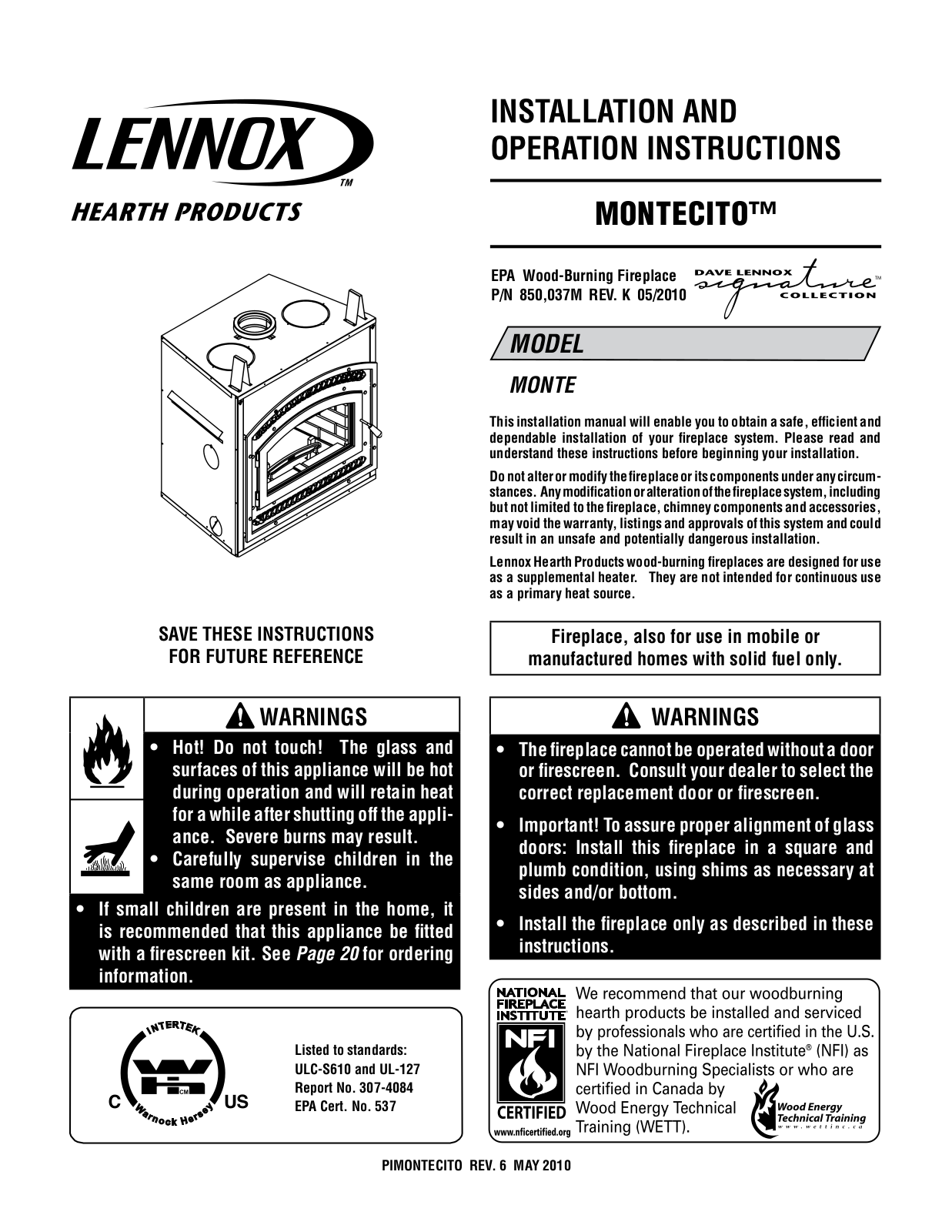 Lennox ULC-S610 User Manual