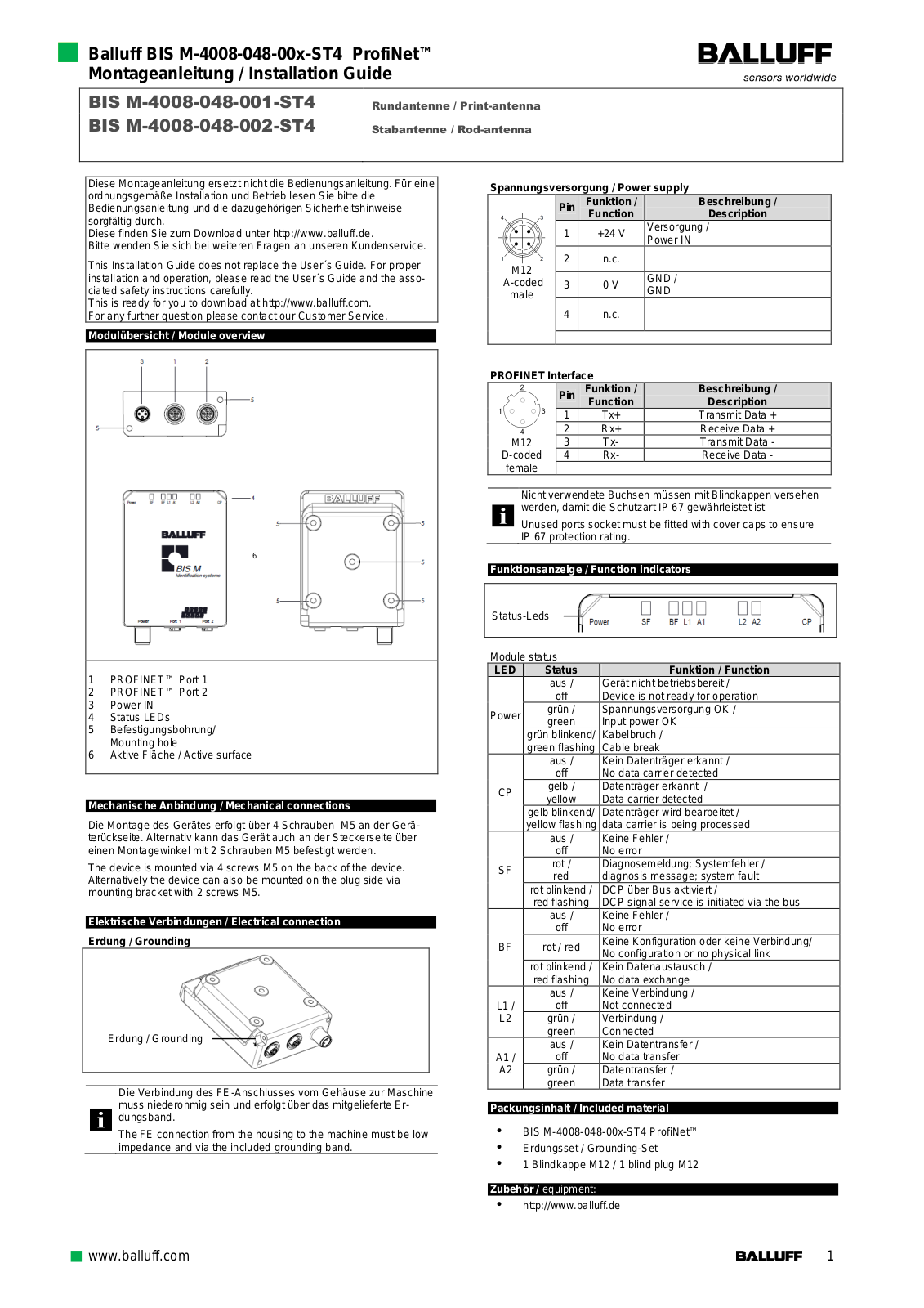 Balluff BFIDM01 Users Manual