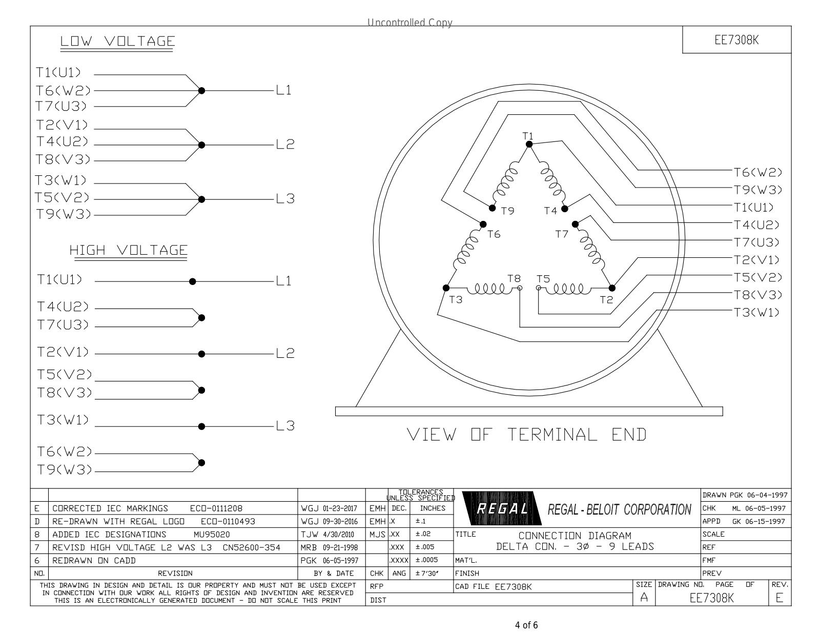 Marathon Electric EE7308K Wiring Diagrams