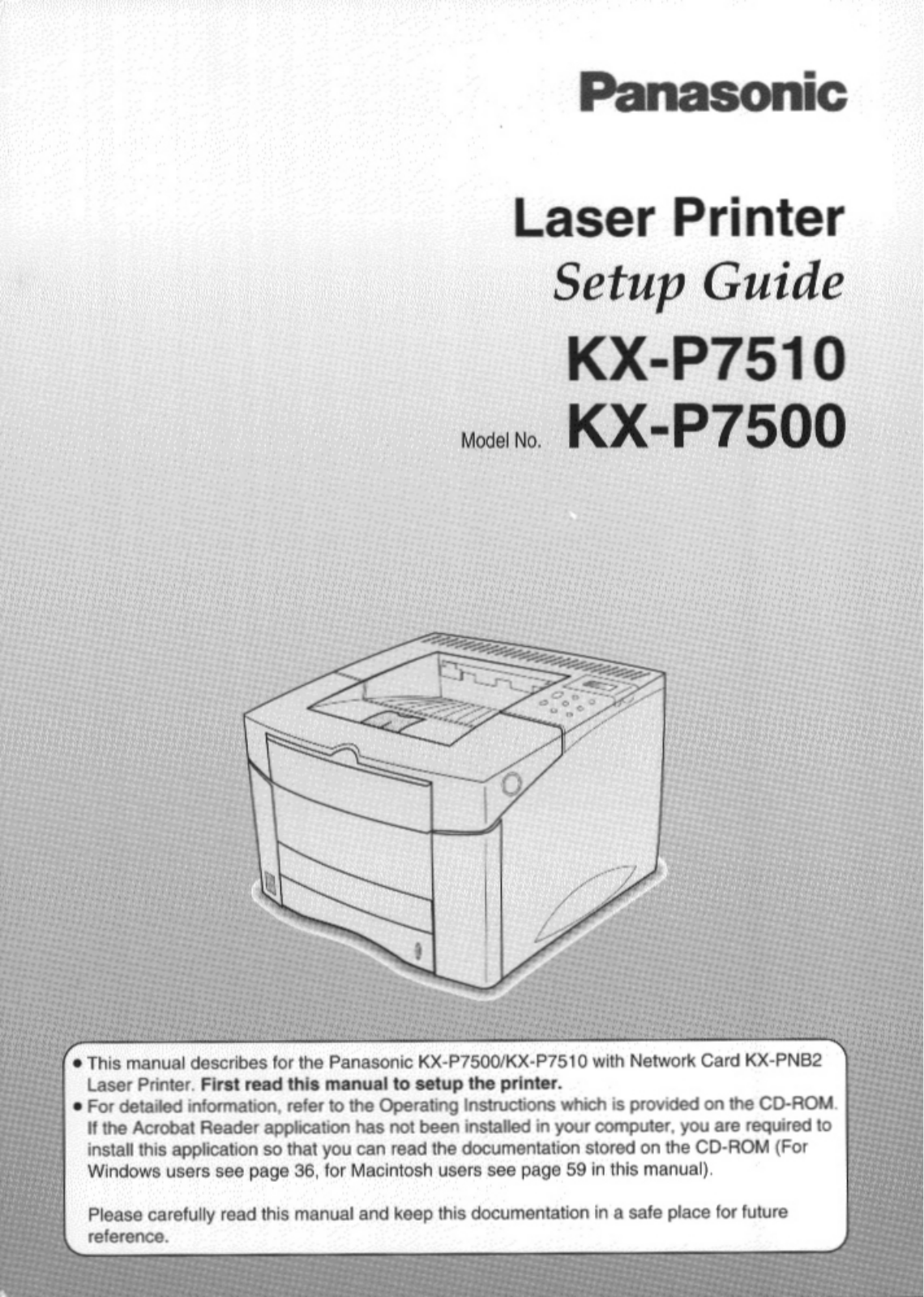 Panasonic KX-P7500 User Manual