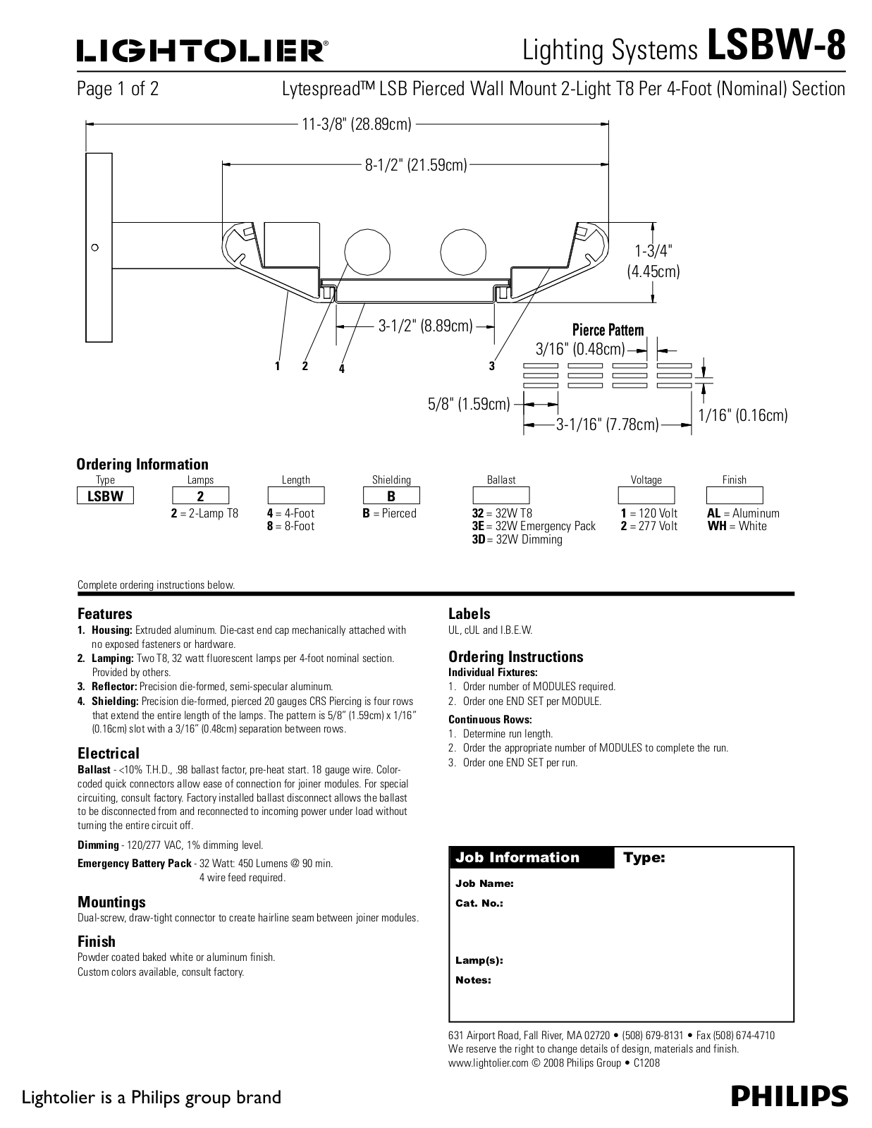 Lightolier LSBW-8 User Manual