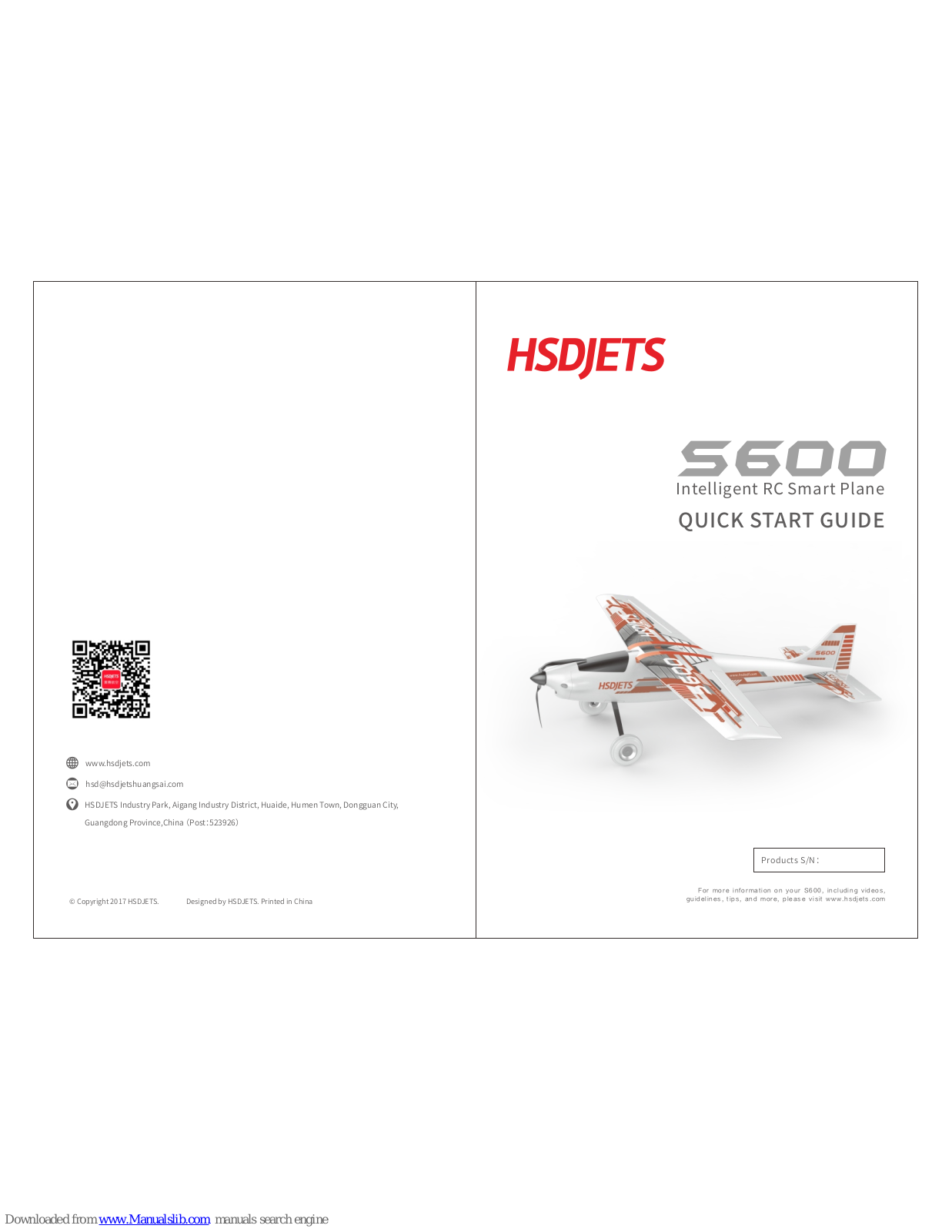 HSDJets S600 Quick Start Manual - ManualMachine.com