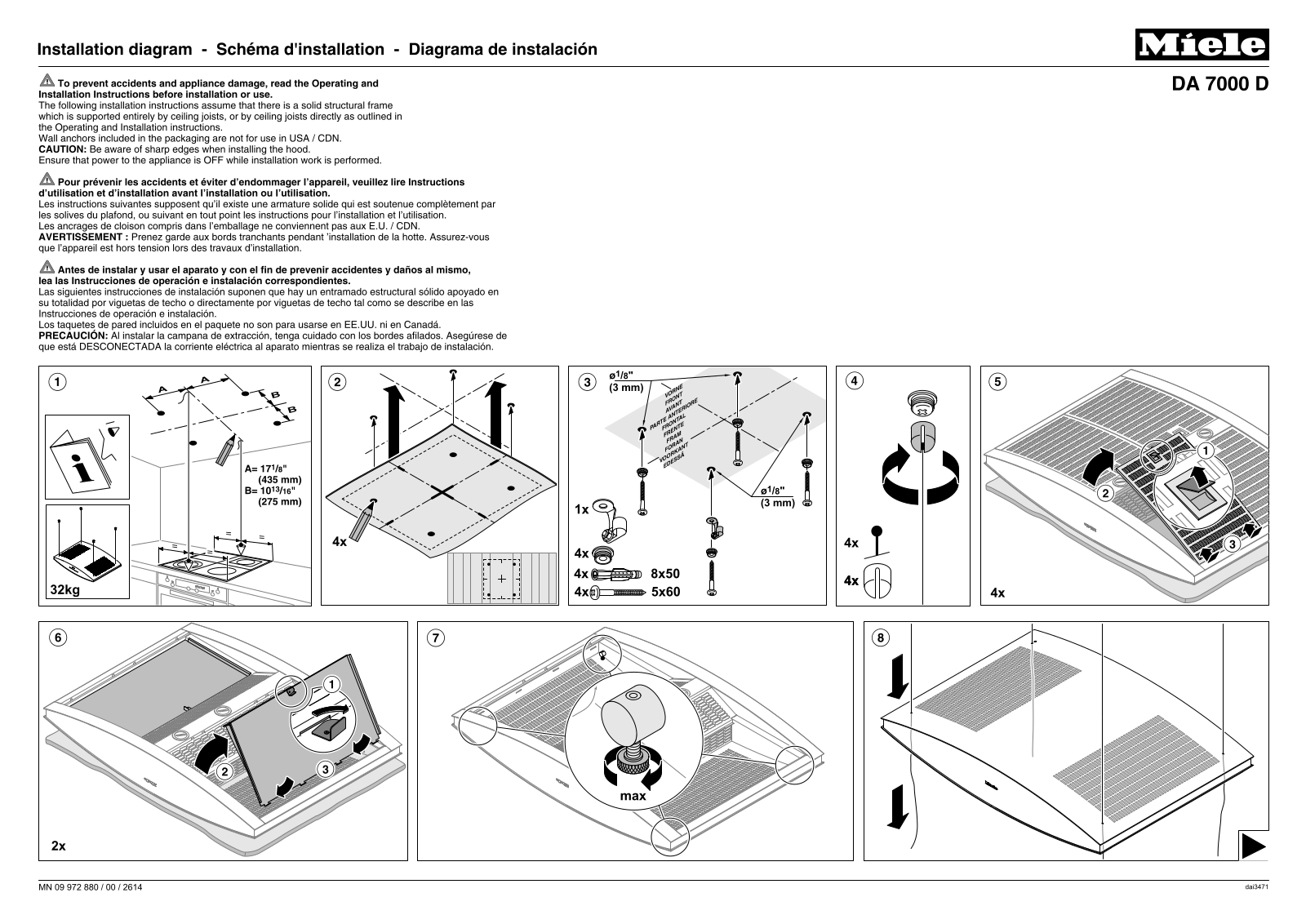Miele DA 7000 D Installation Manual