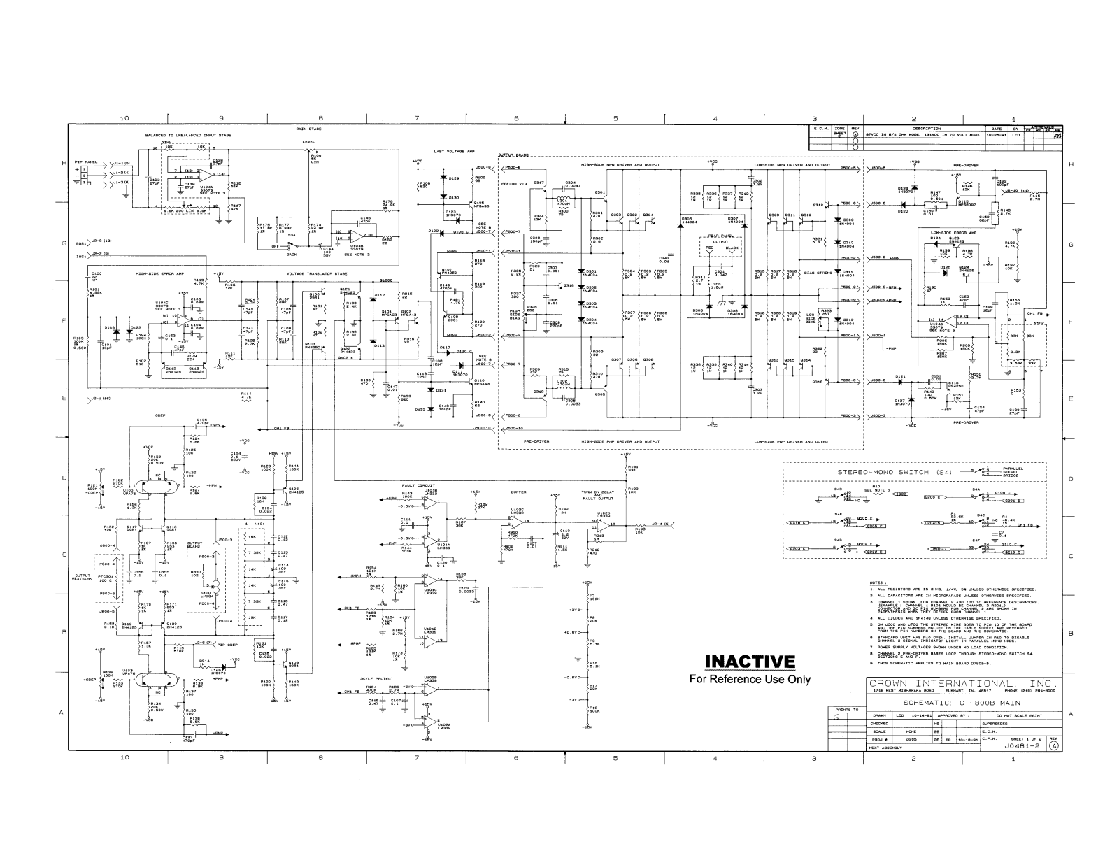 Crown CT-800-B Schematic