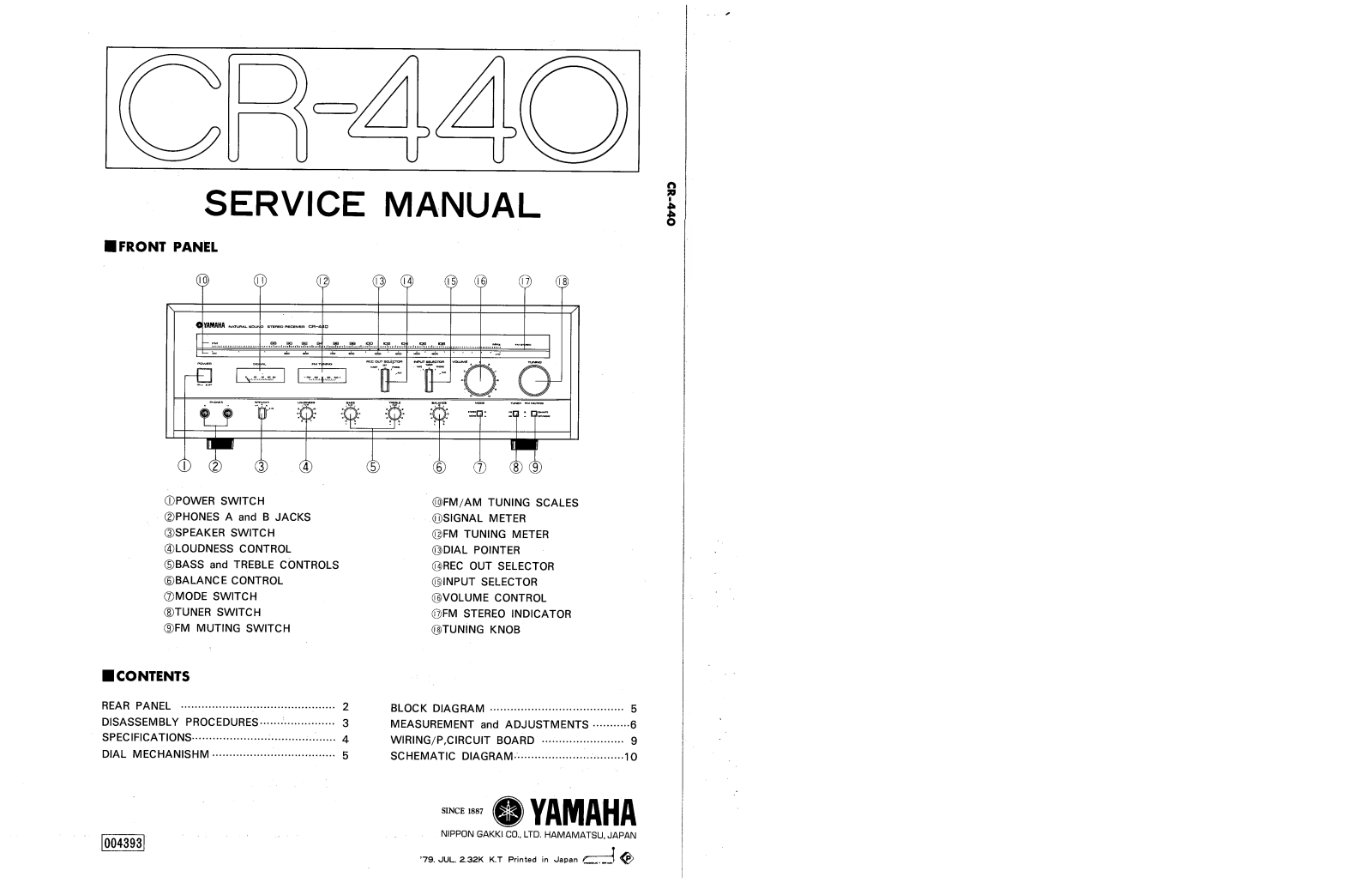 Yamaha CR-440 Service Manual