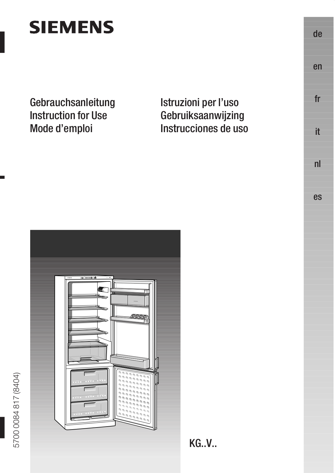 SIEMENS KG31V422 User Manual