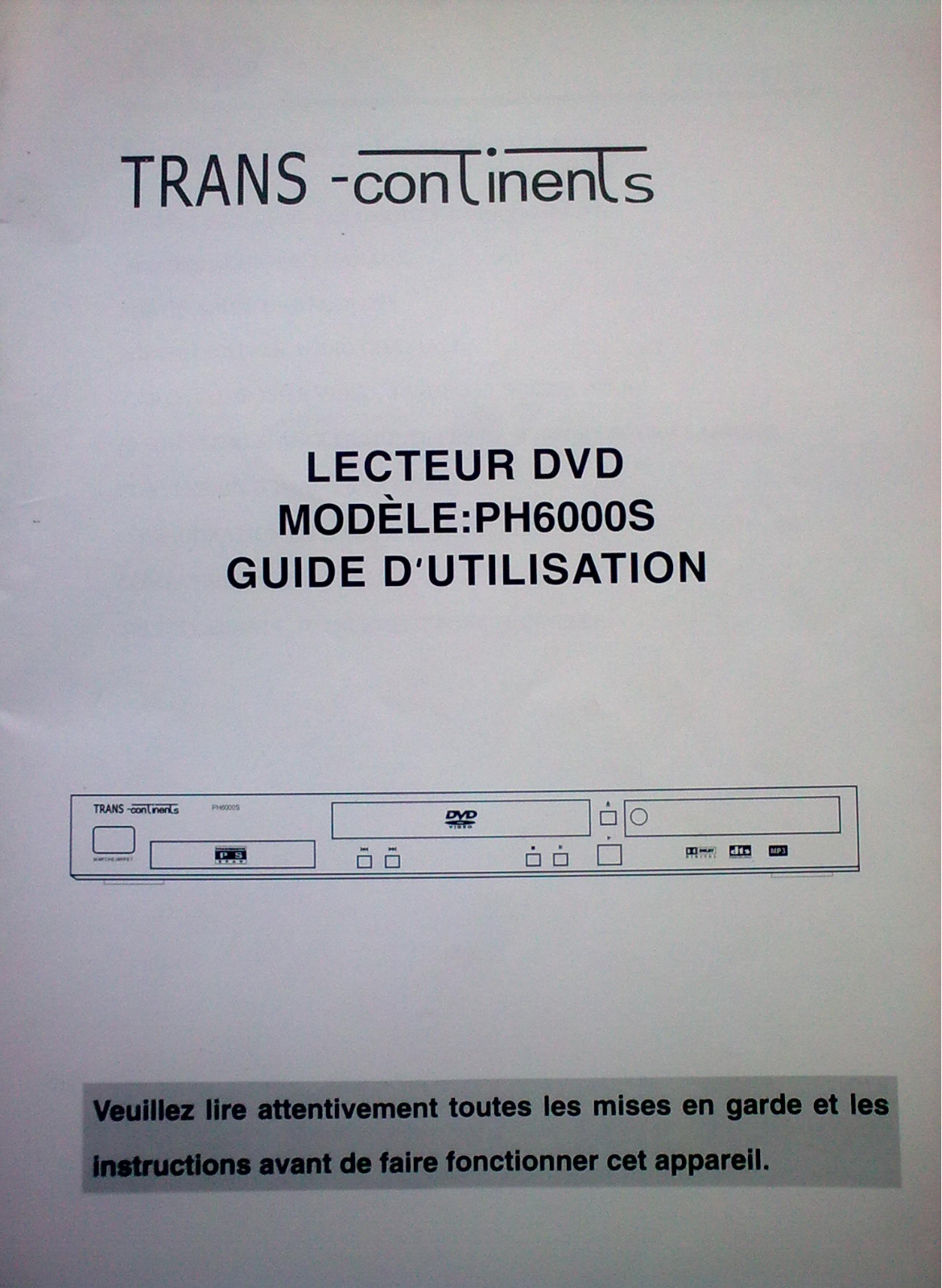 TRANS-CONTINENTS PH6000S User Manual