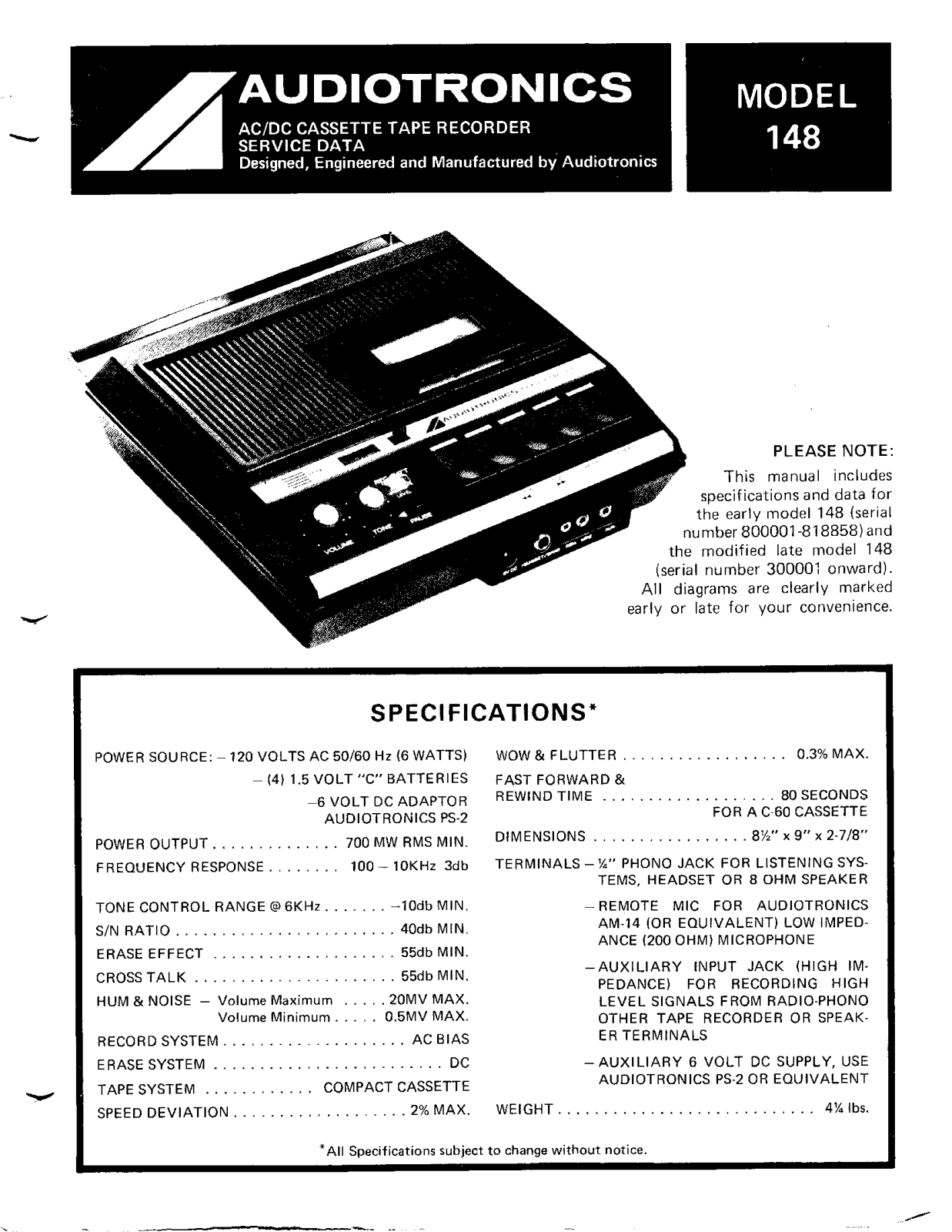 Audiotronics 148 User Manual - ManualMachine.com