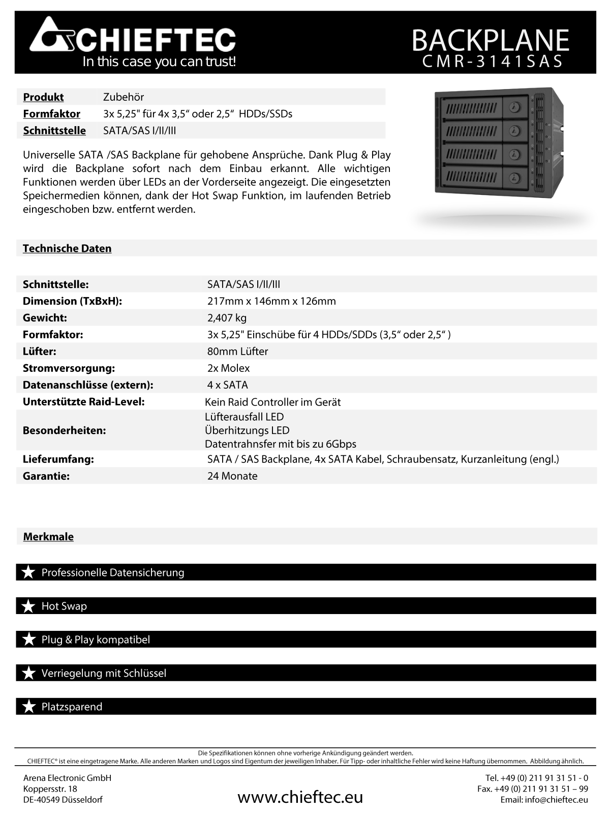 Chieftec CMR-3141 SAS User Manual