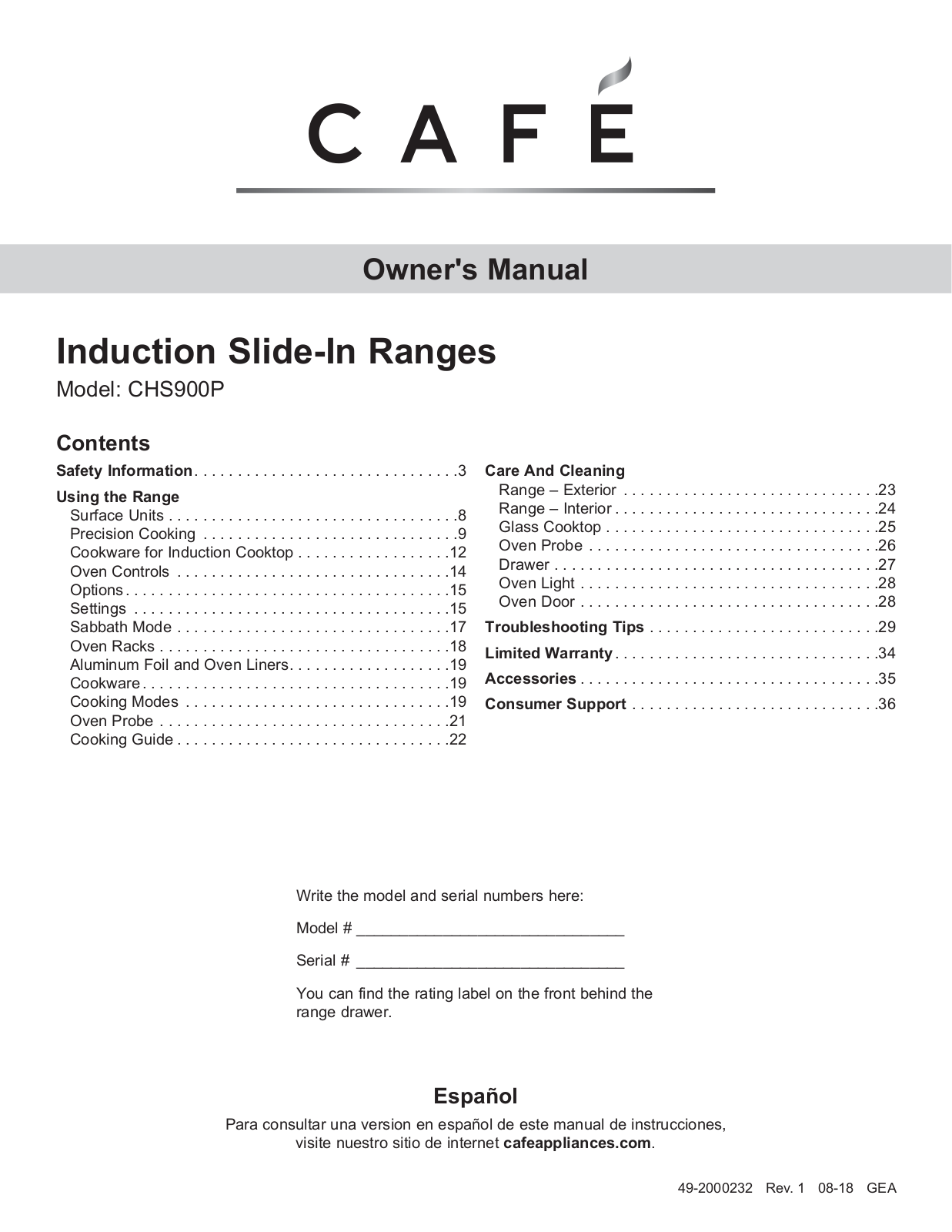 Cafe CHS900P2MS1 User Manual