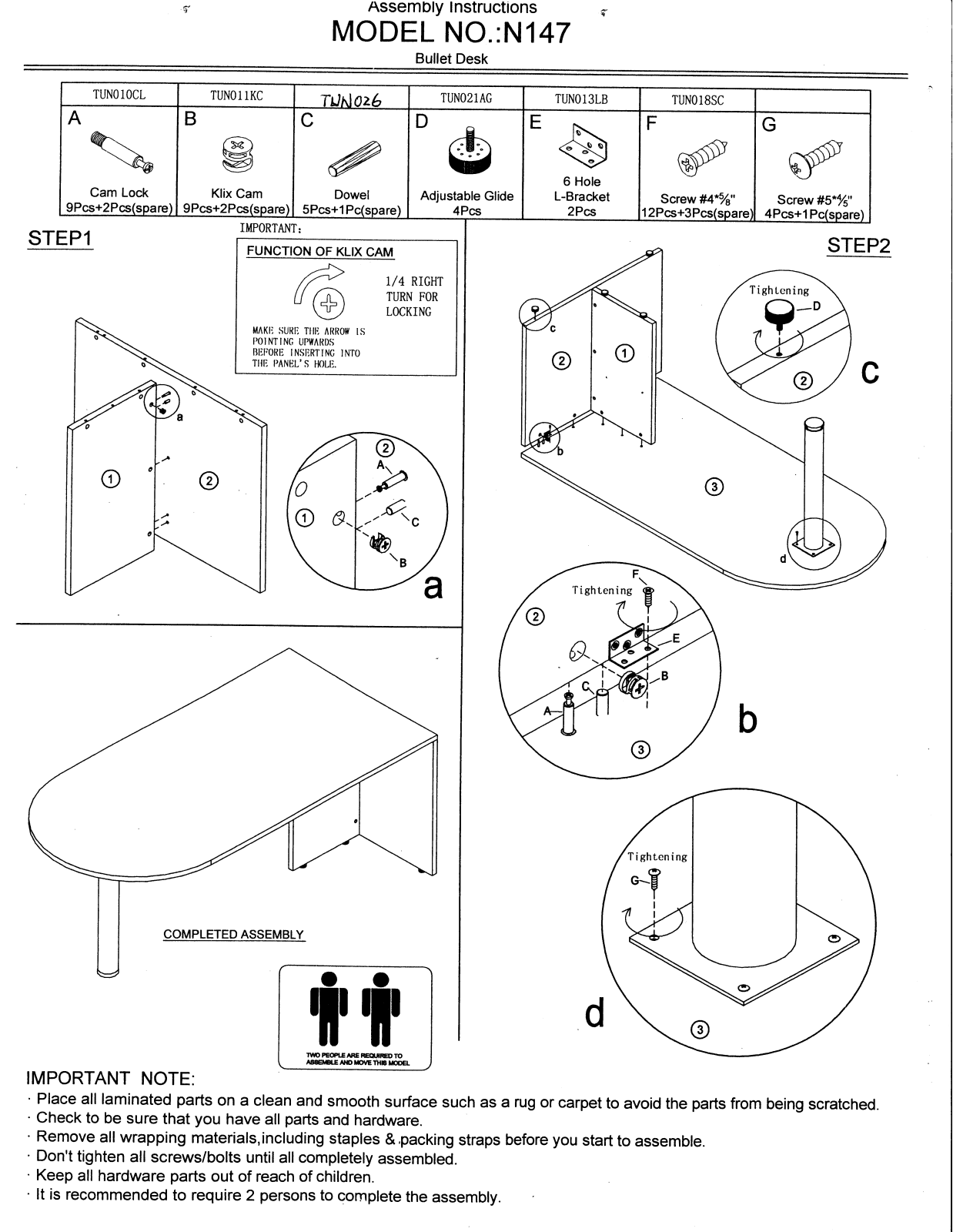 Boss N147DW, N147MOC Assembly Guide