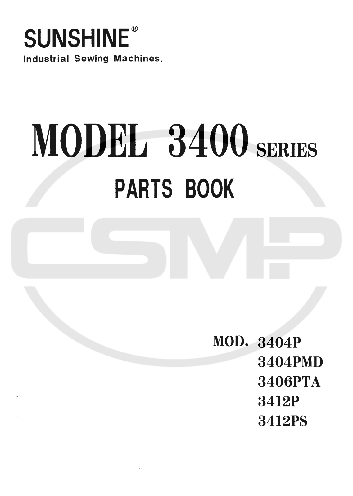 Global 3404PMD, 3406PTA, 3412P, 3412PS Parts Book