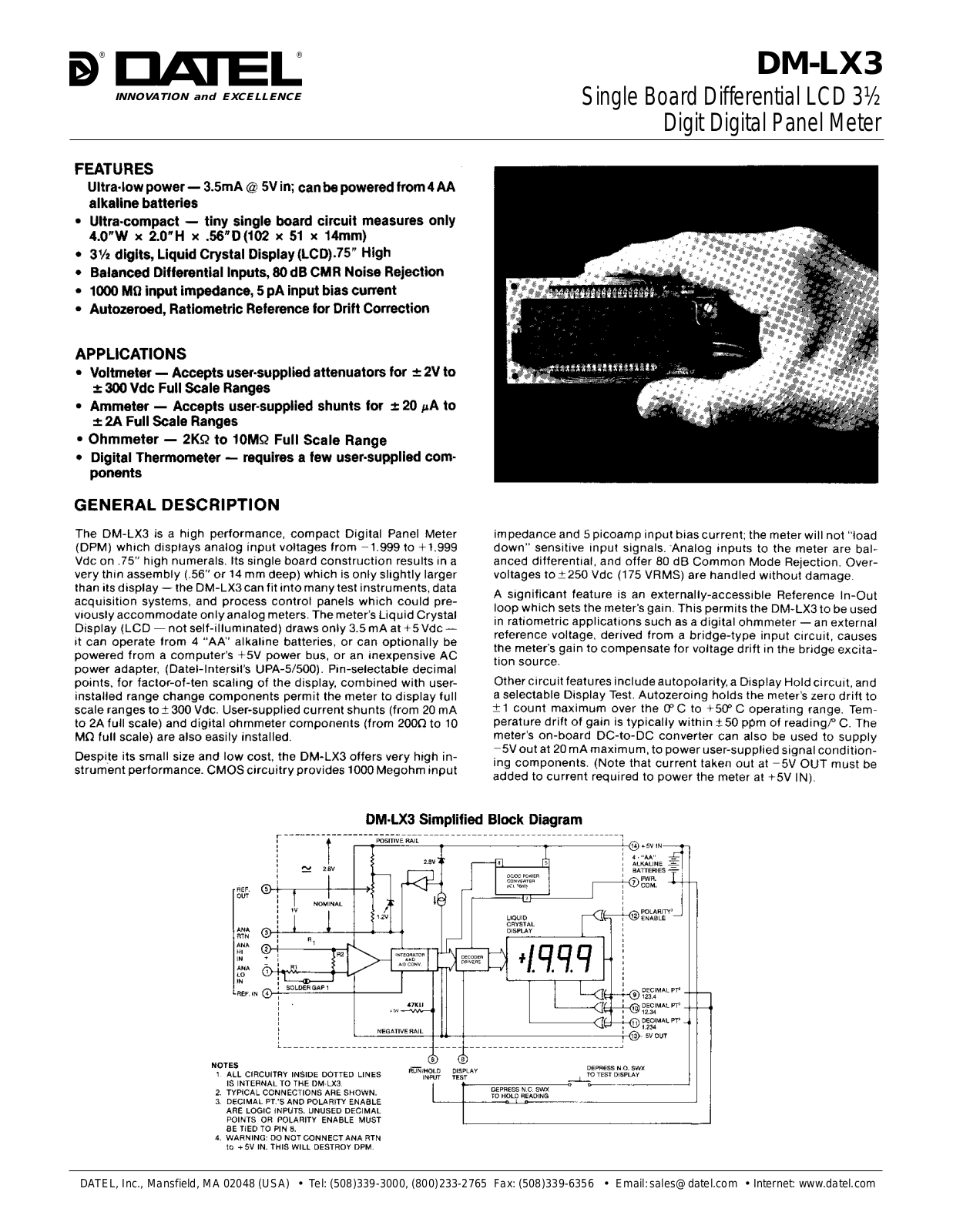 Datasheet DM-LX3-1 Datasheet (DATEL) - ManualMachine.com