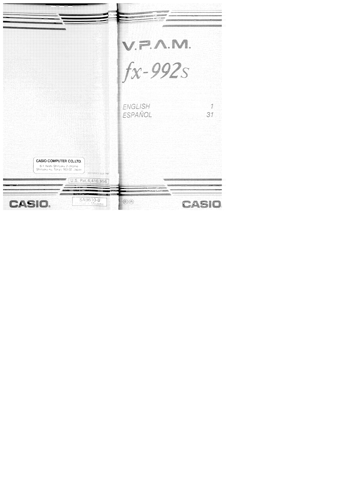 CASIO FX-992S User Manual