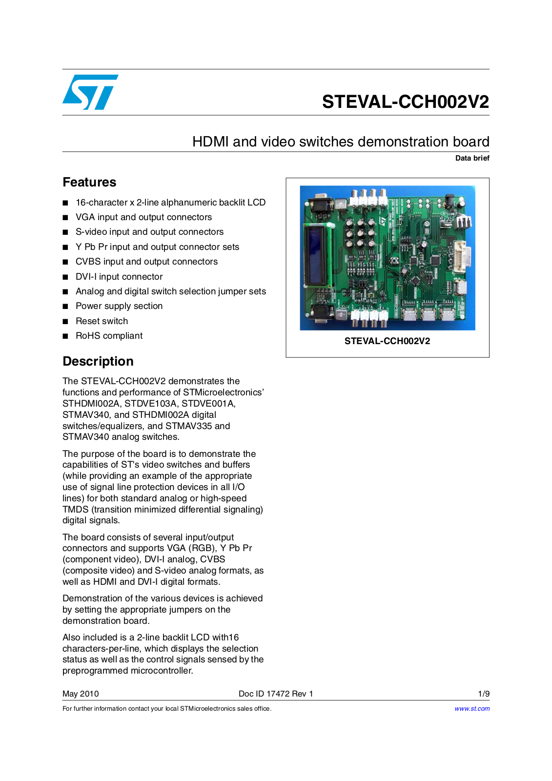 ST CCH002V2 User Manual