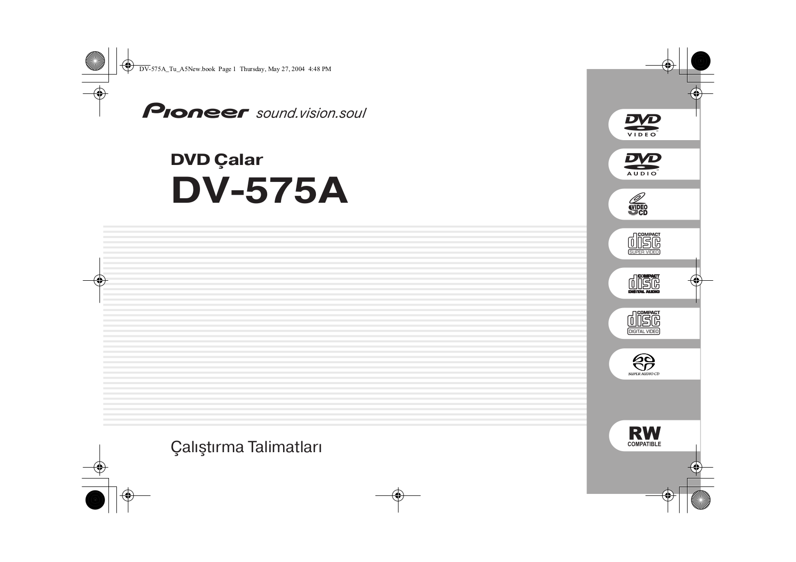 Pioneer DV-575A-K, DV-575A-S User manual