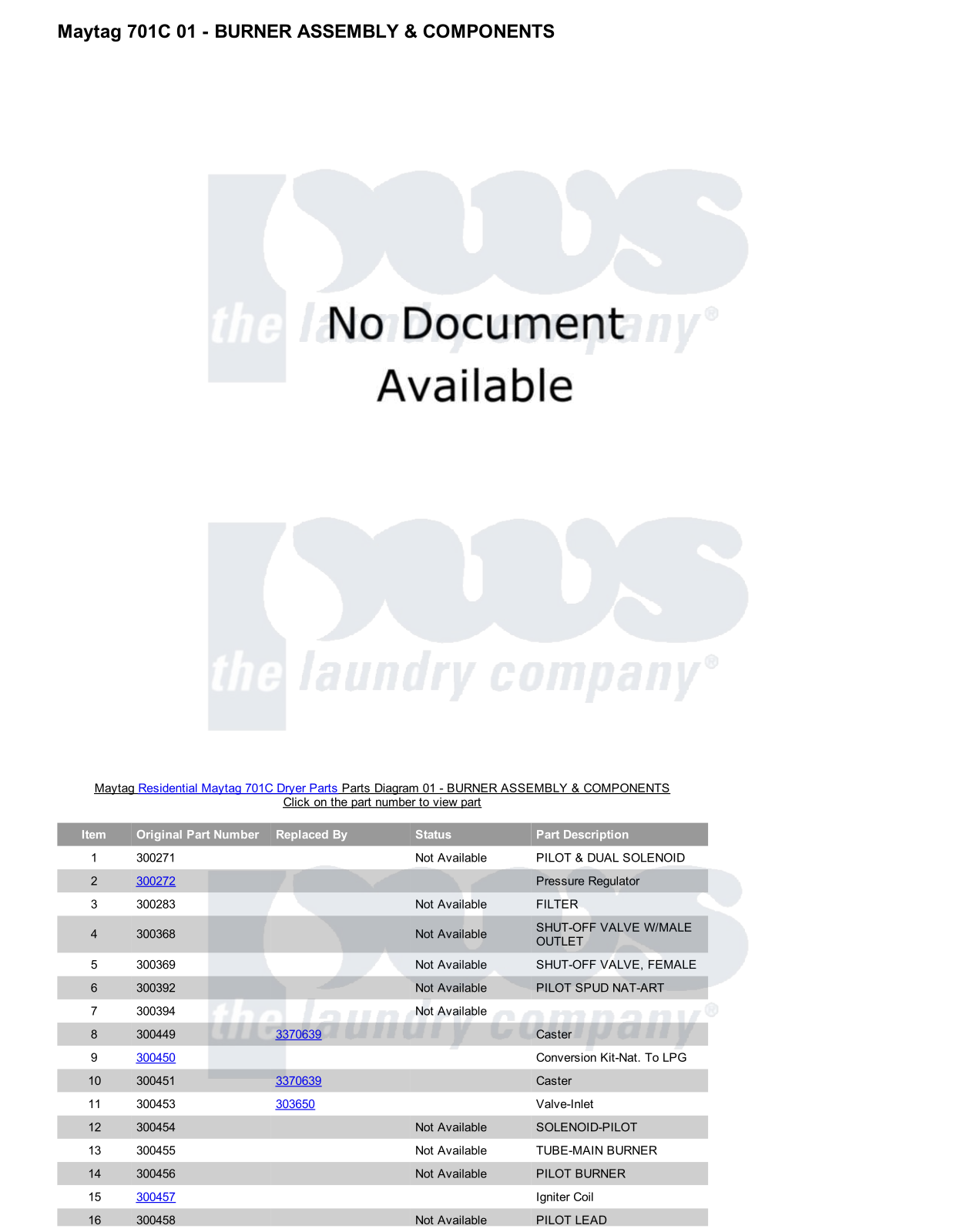 Maytag 701C Parts Diagram