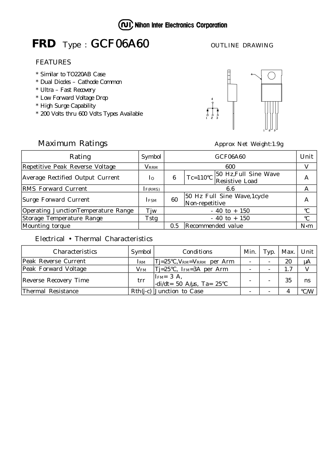 Datasheet GCF06A60 Datasheet (NIHON) - ManualMachine.com