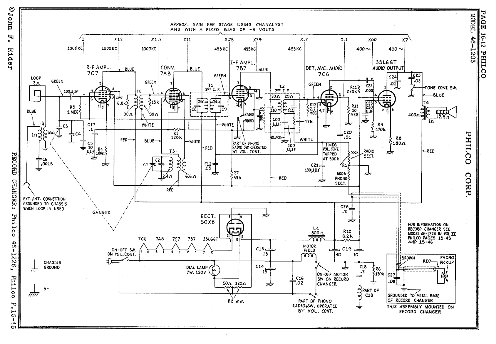 Philco 46-1203 Schematic