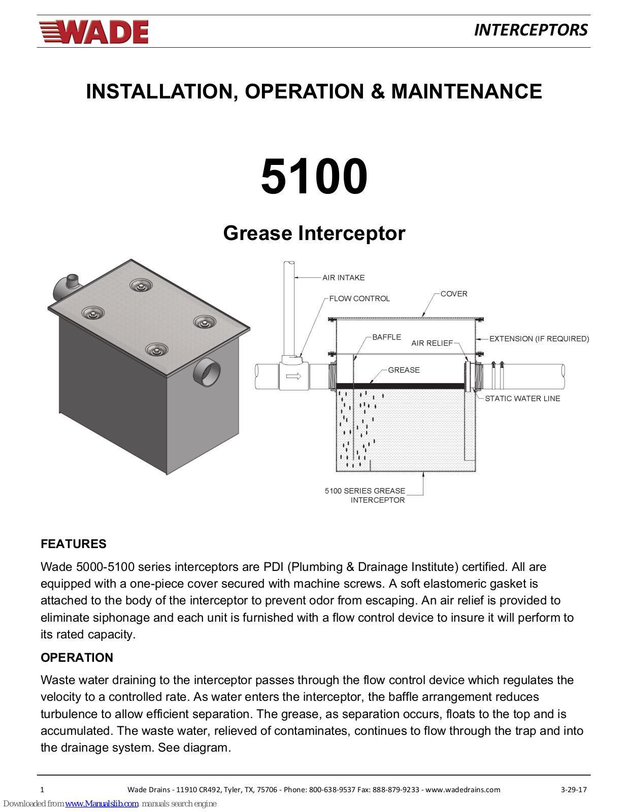 Wade 5100 Installation Operation & Maintenance