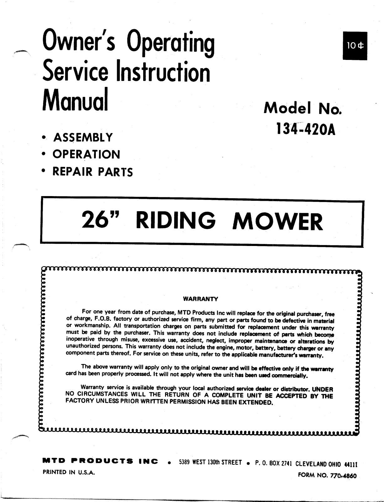 MTD 134-420A User Manual