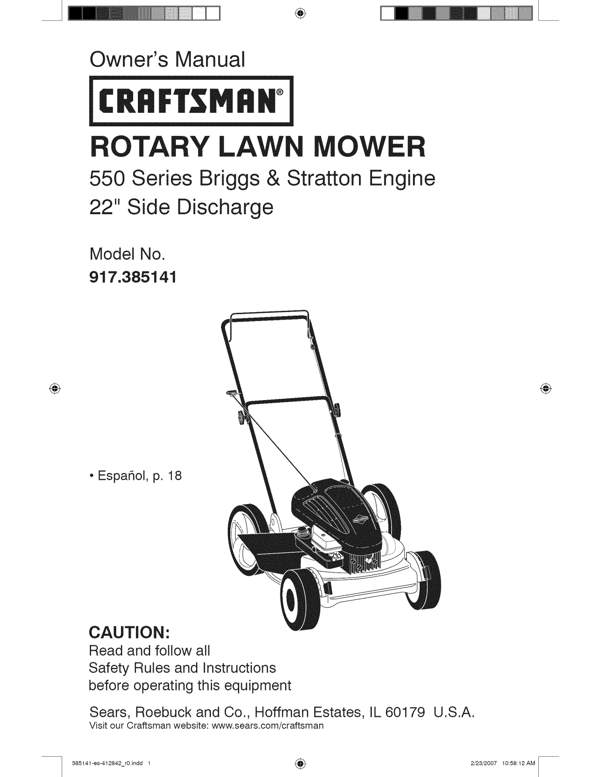 Craftsman 917, 385141 User Manual - ManualMachine.com