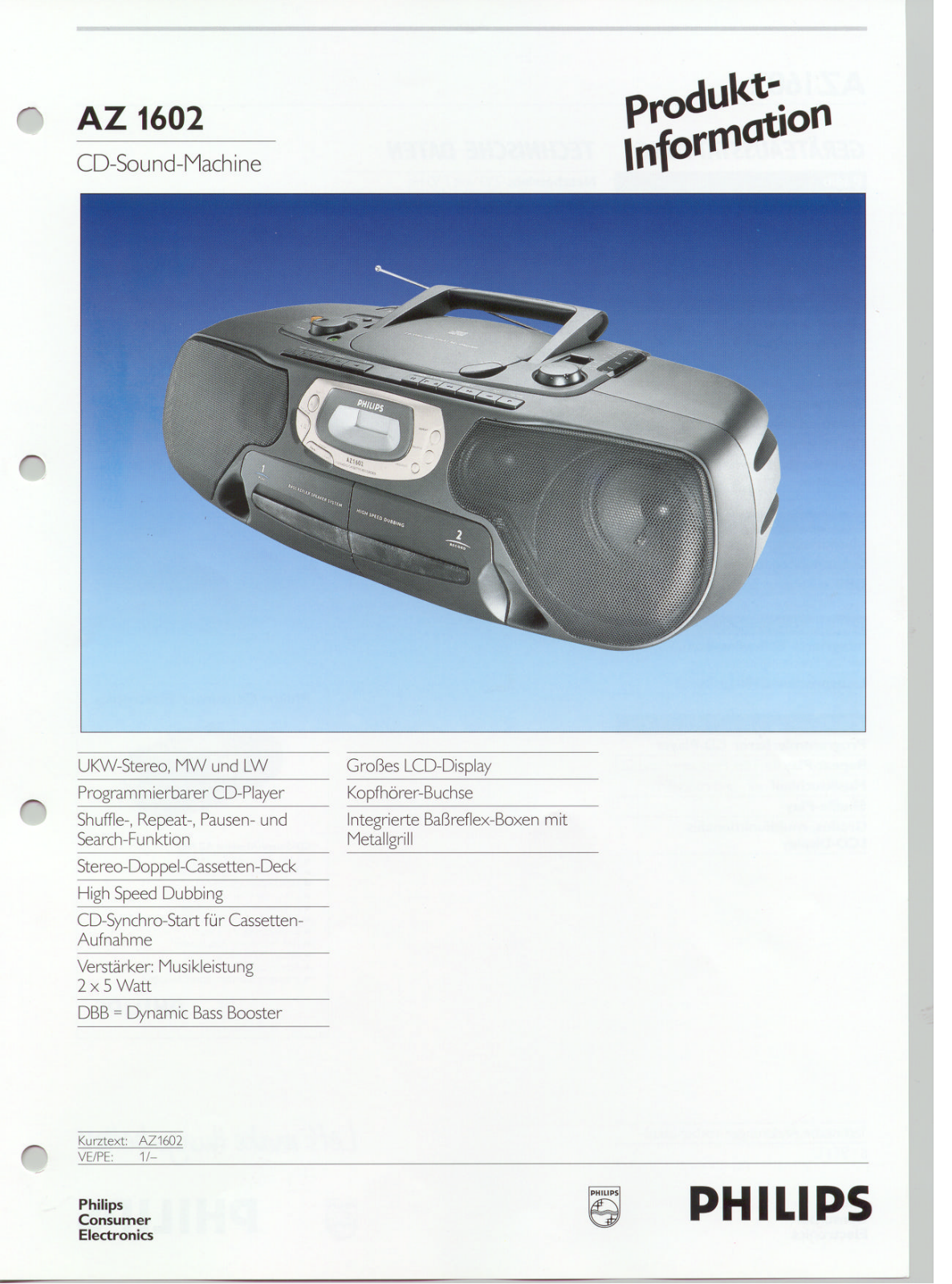 Philips AZ1602 User Manual