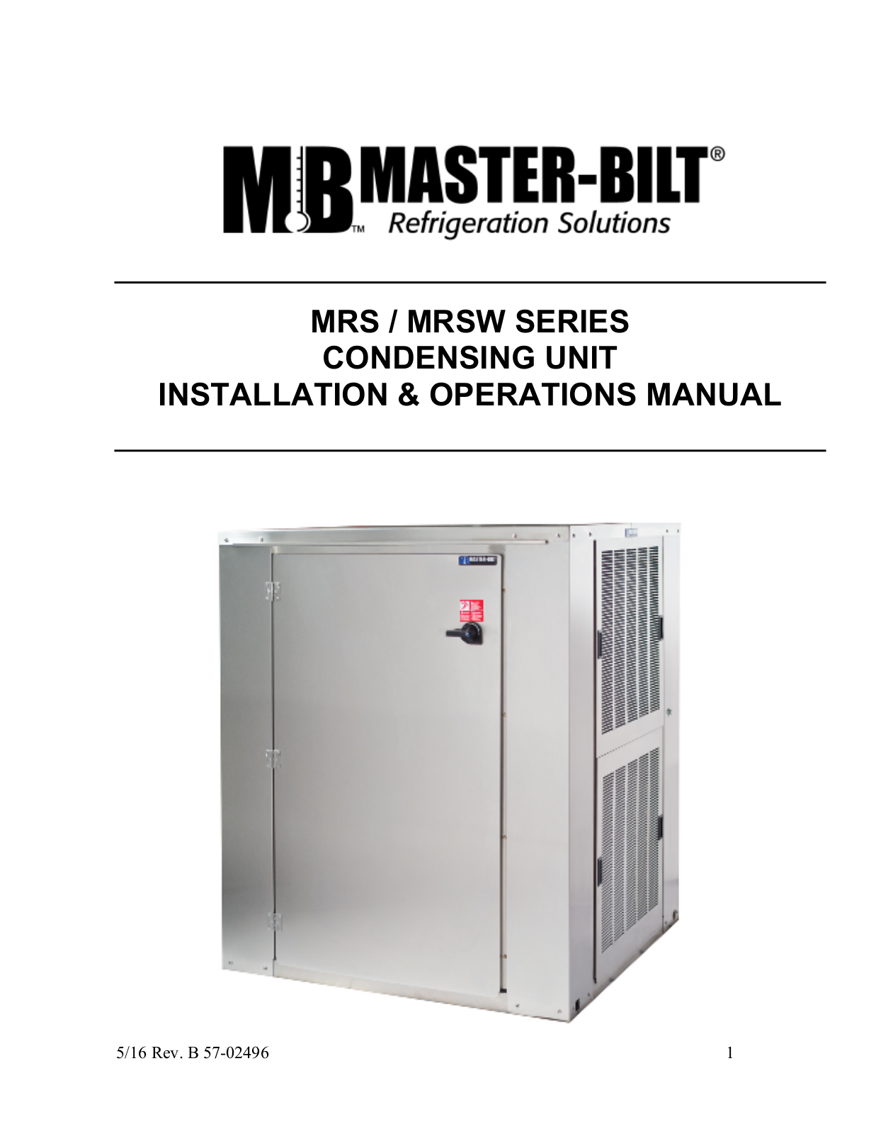 Master-Bilt CCHX005B Installation Manual