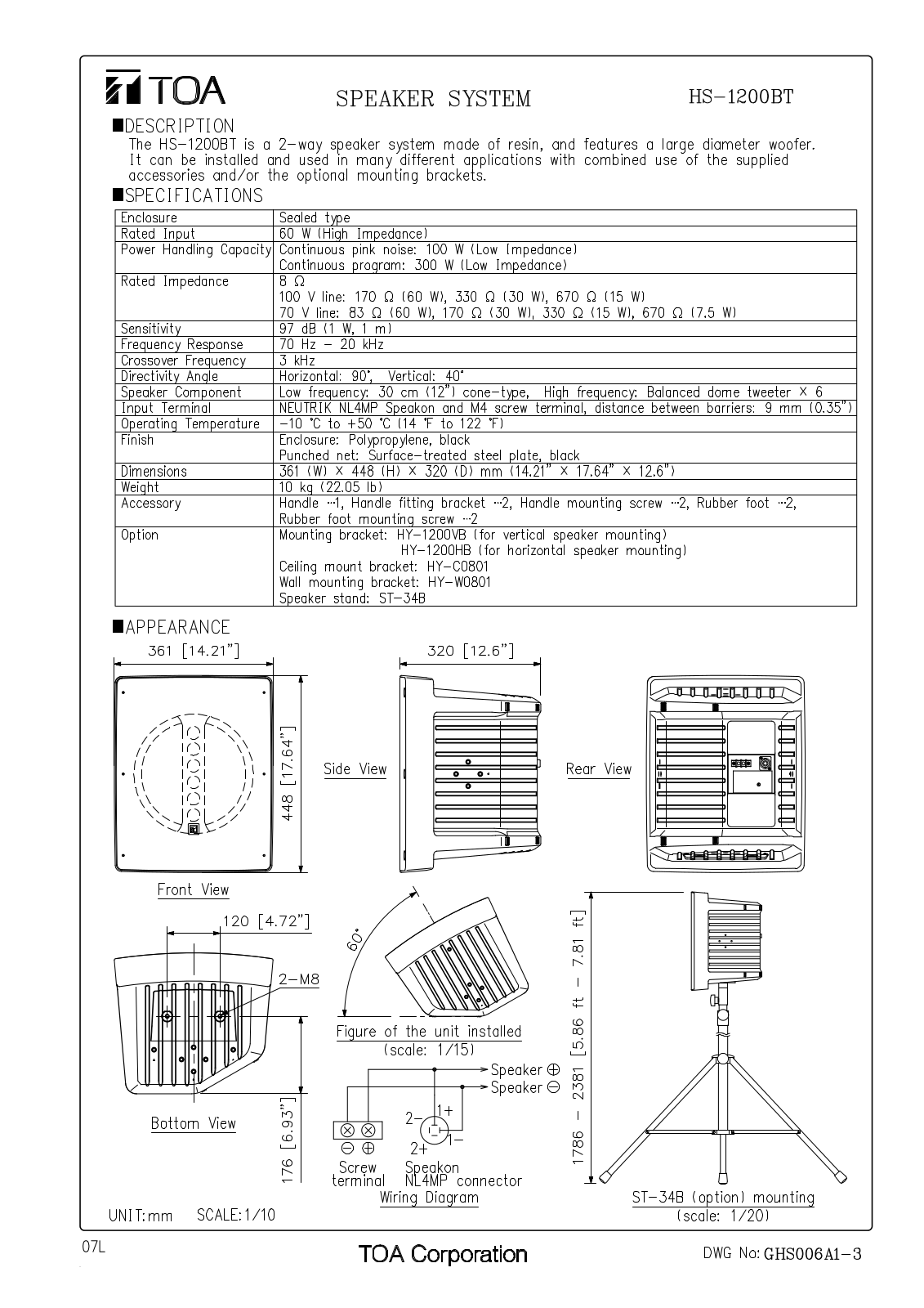 TOA HS-1200BT User Manual