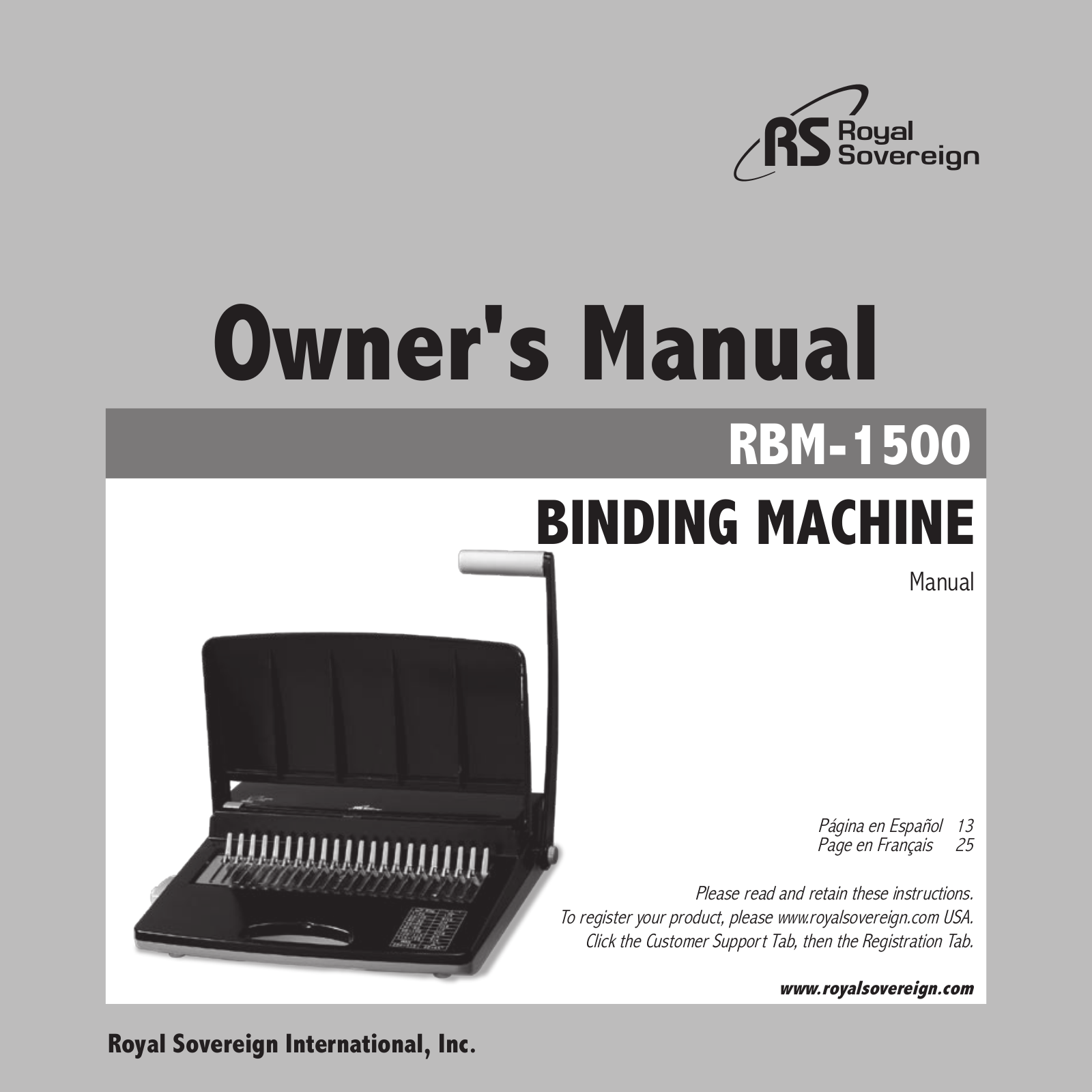 Royal Sovereign RBM-1500 User Manual