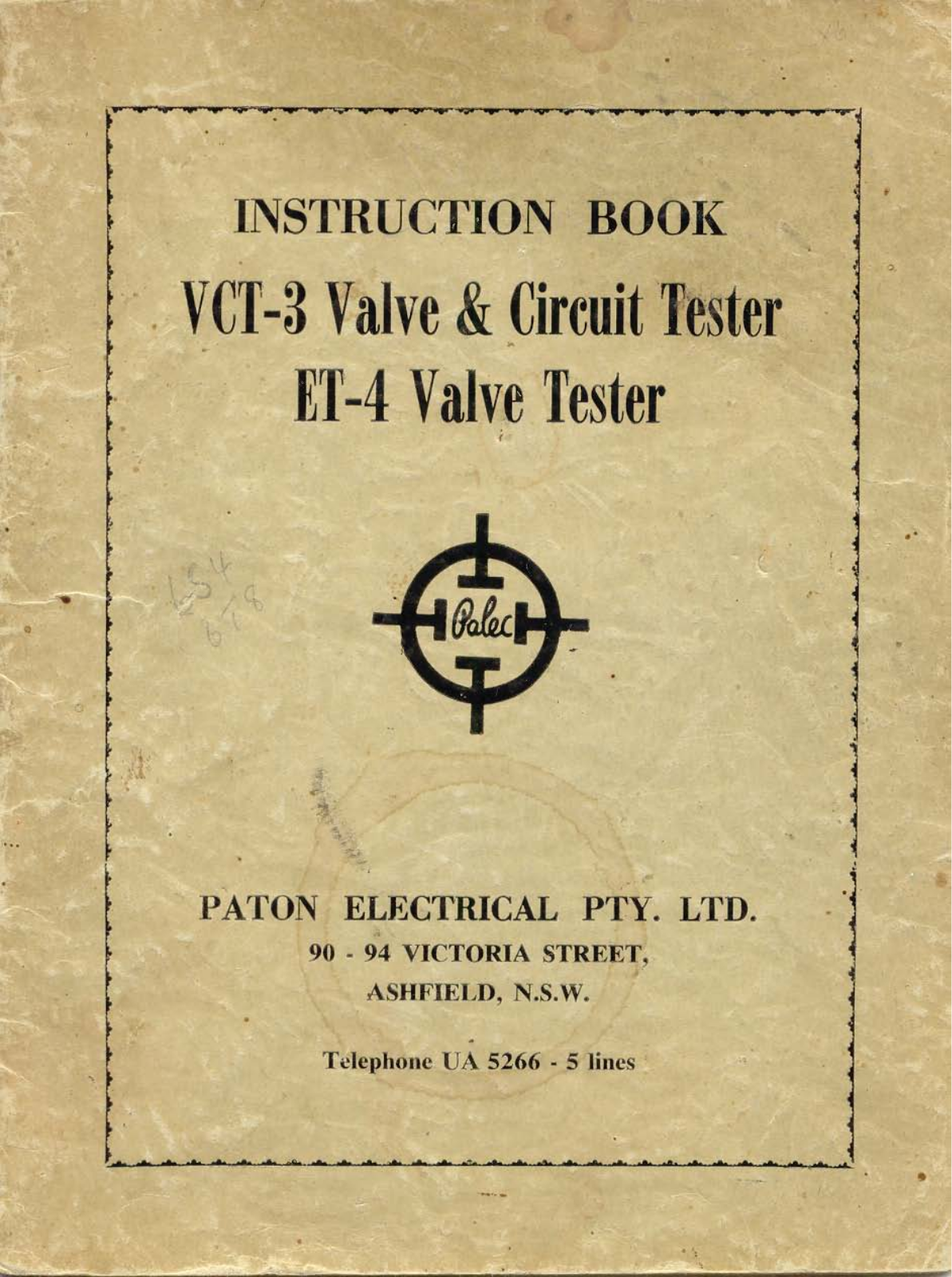 Palec Paton Electrical ET-4, VCT-3 Instruction Manual