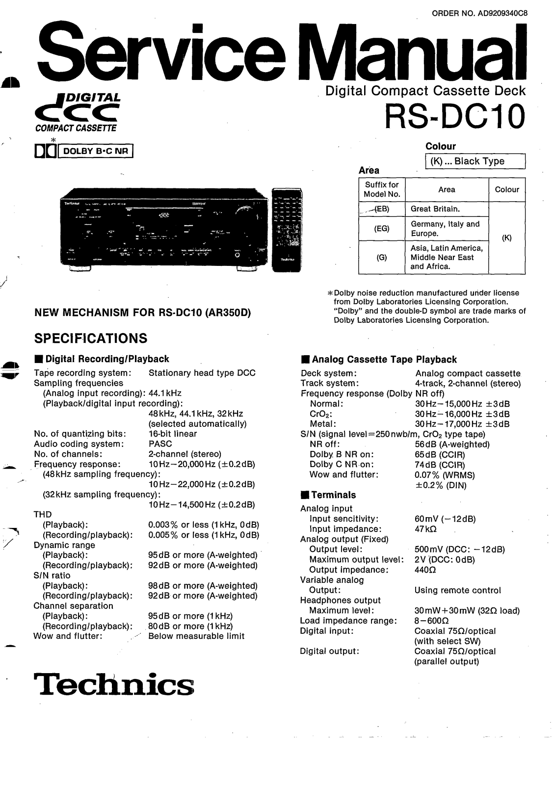 Technics RSDC-10 Service manual