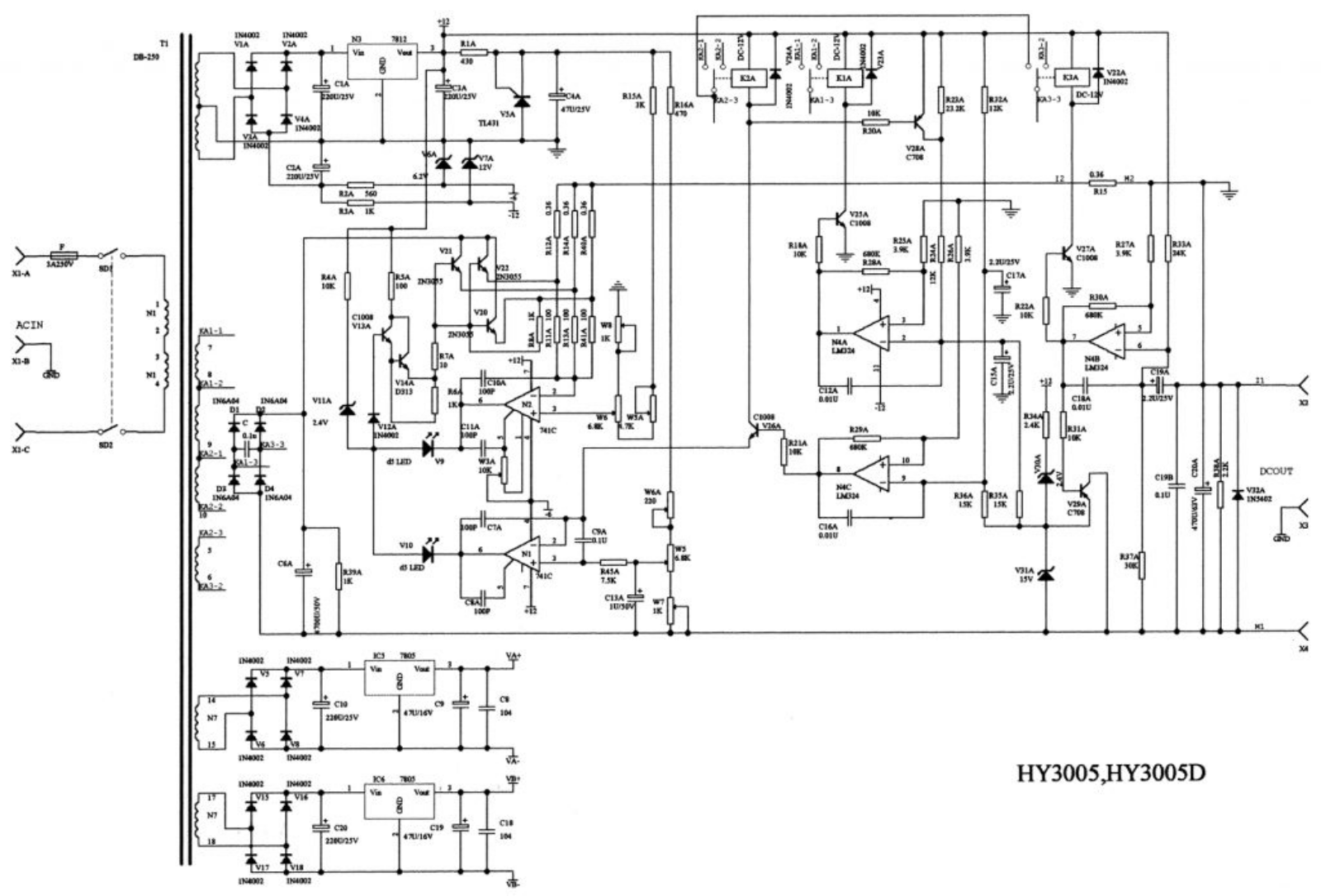 Hikari Mastech HY3005-D Schematic