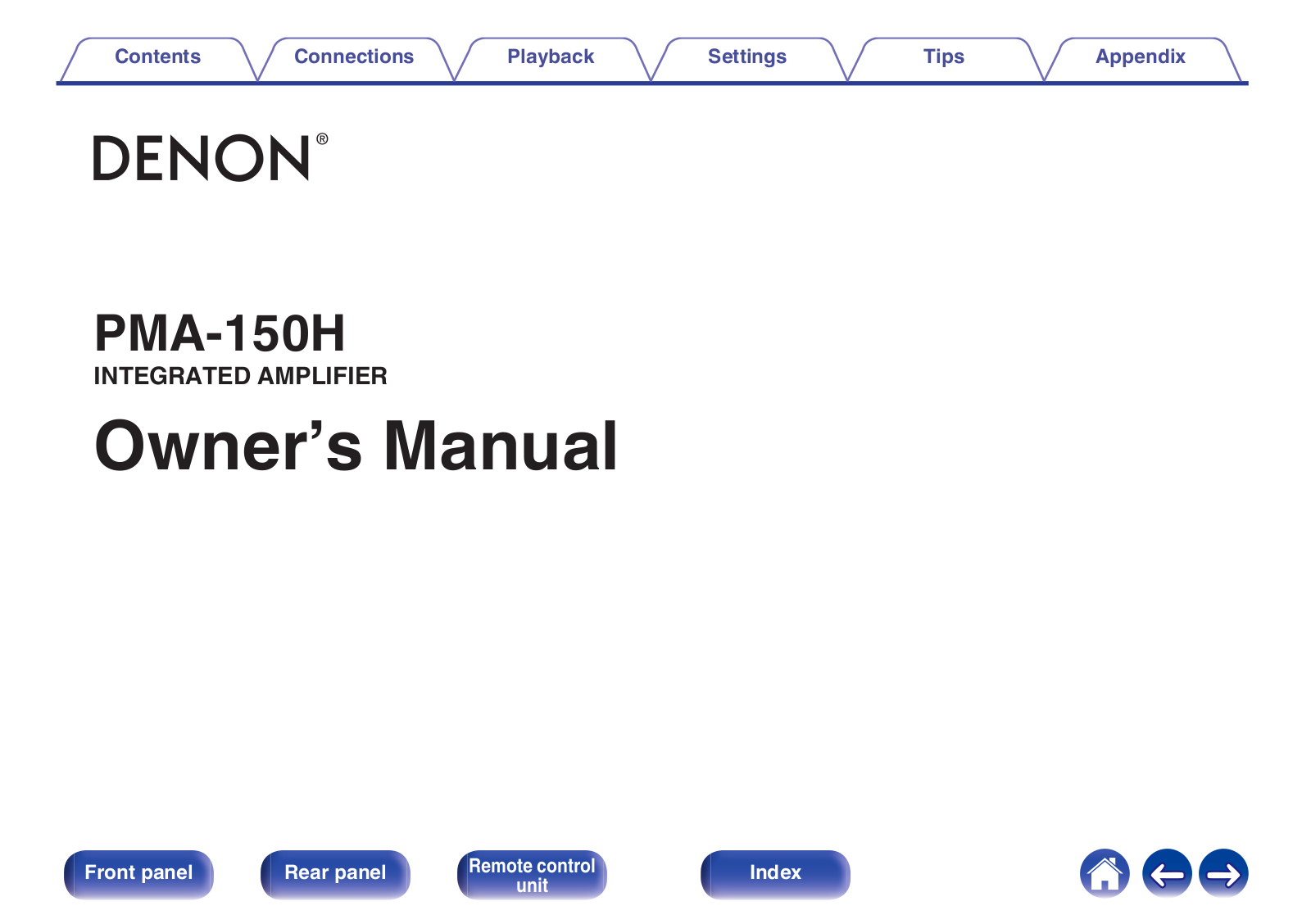 Denon PMA-150H Owner's Manual