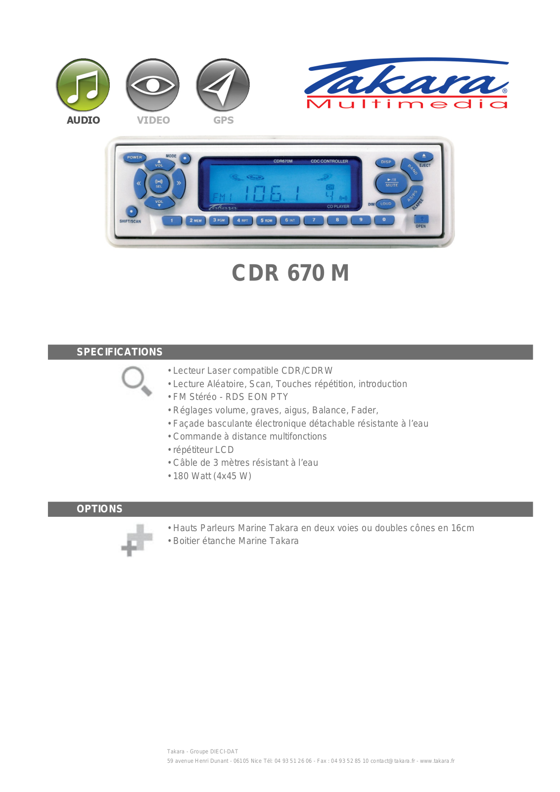 TAKARA CDR 670 M User Manual