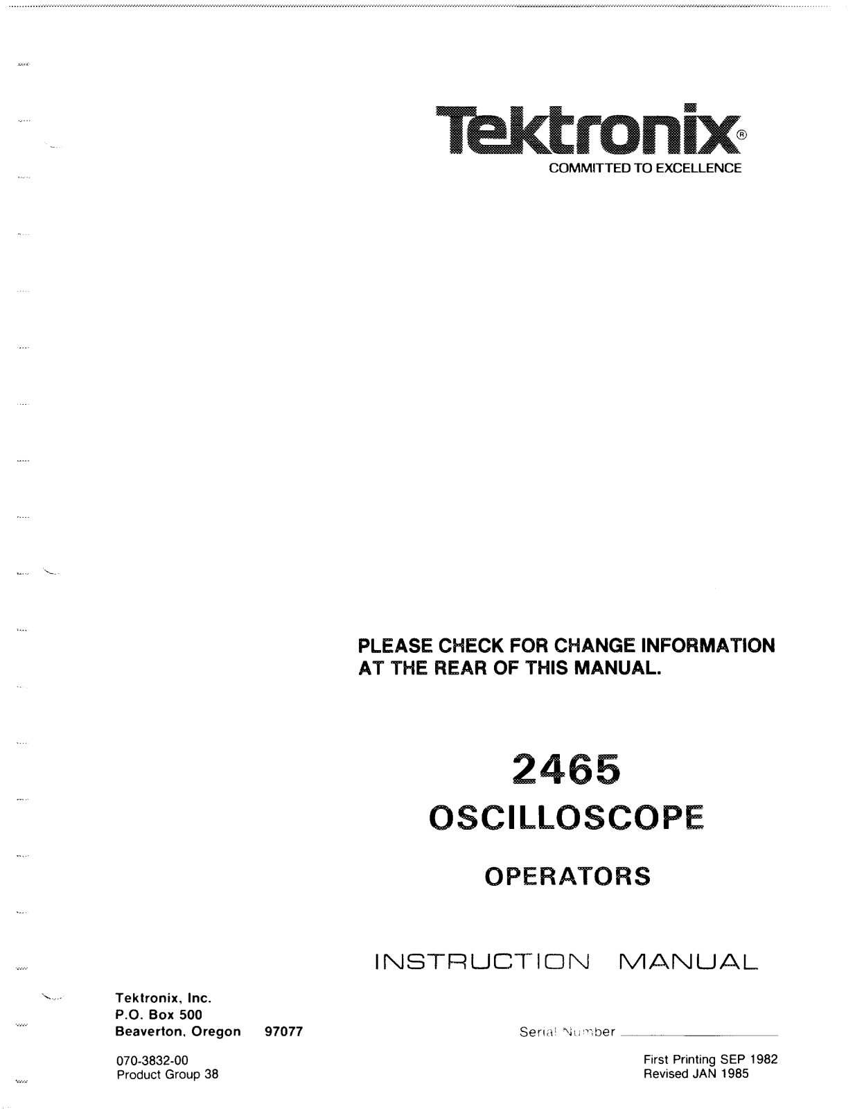 Tektronix 2465 User Manual