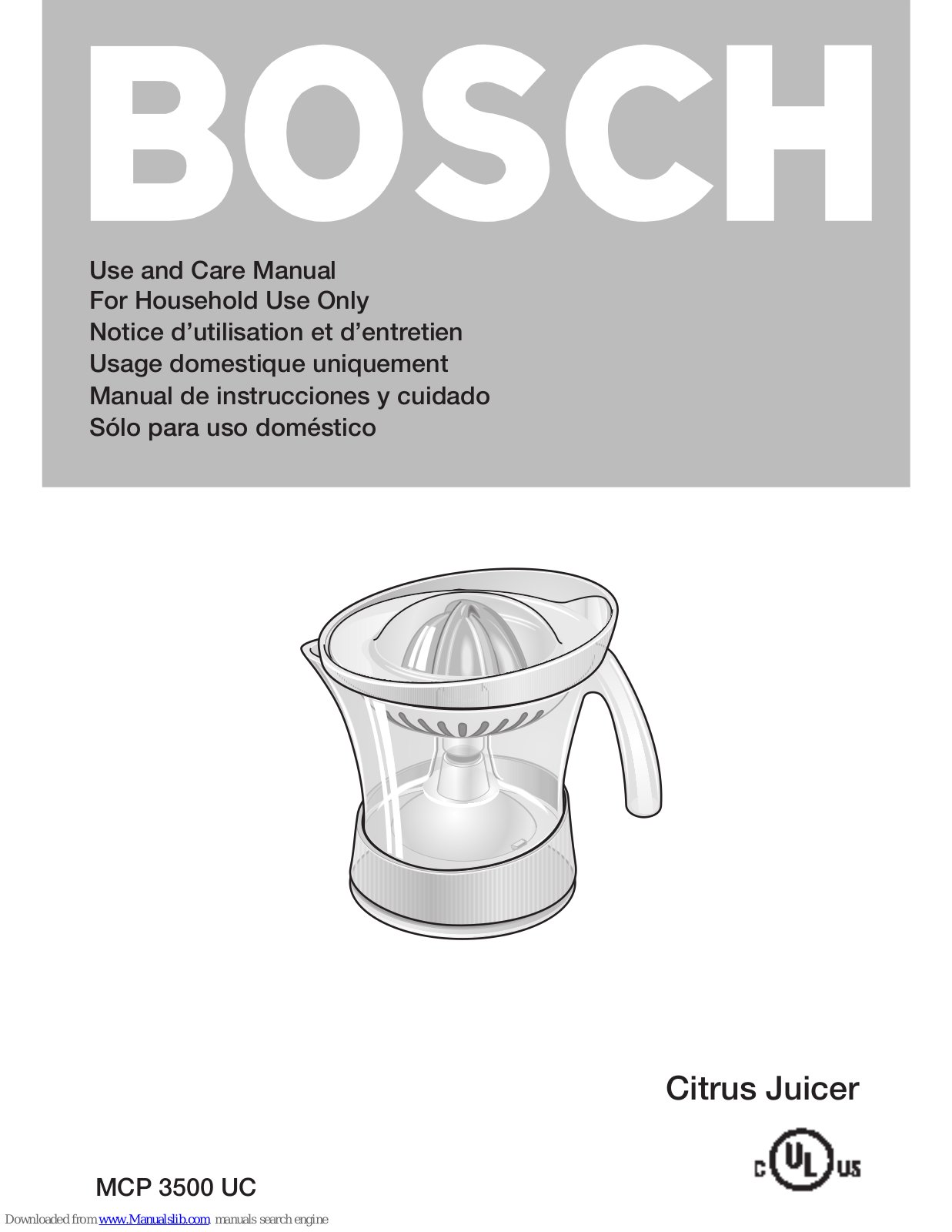 Bosch MCP 3500 UC Use And Care Manual