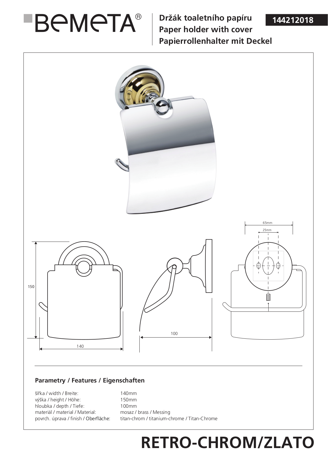 Bemeta RETRO - BRONZ 144212018 User guide - ManualMachine.com