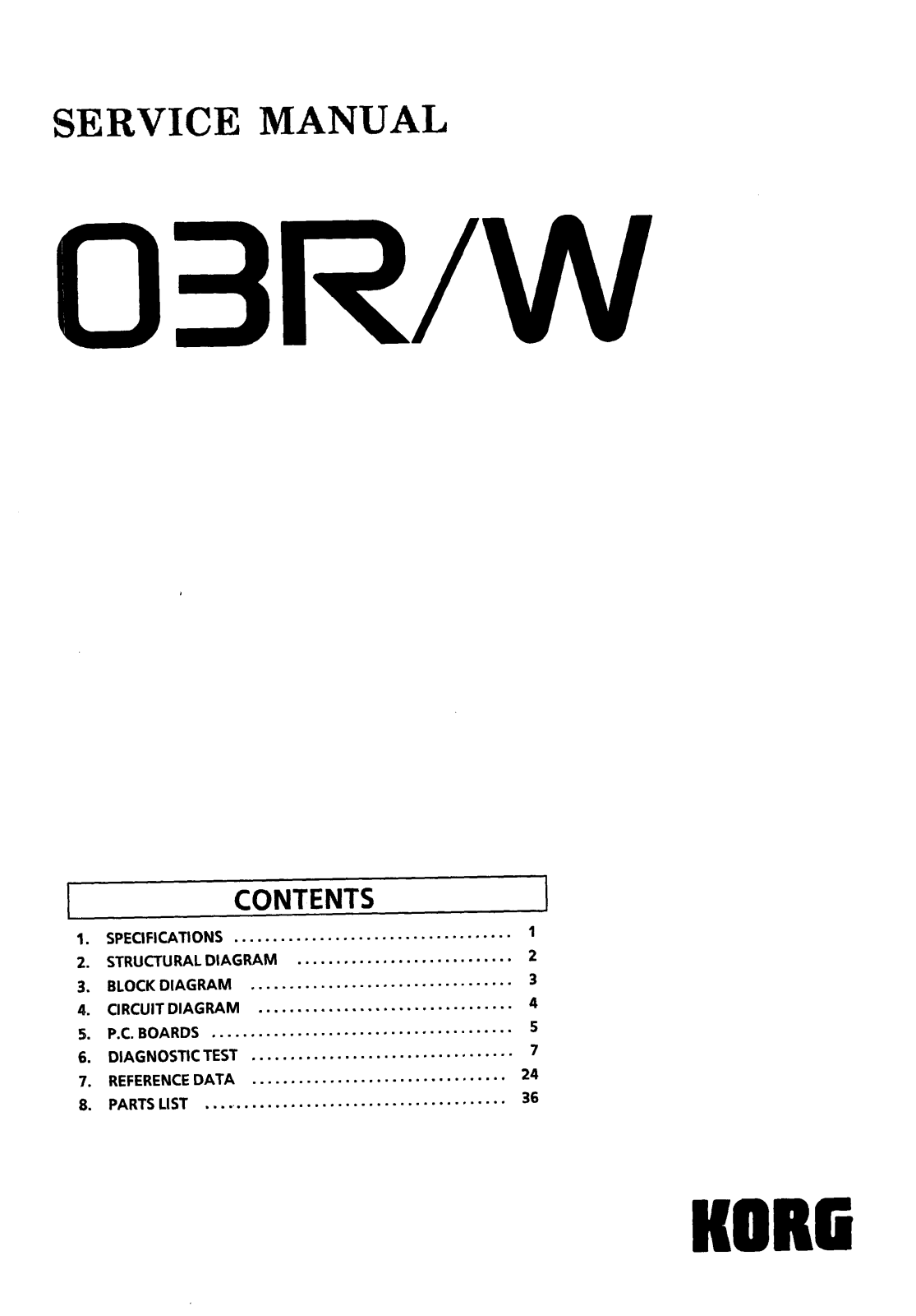 Korg 03r-w Service Manual