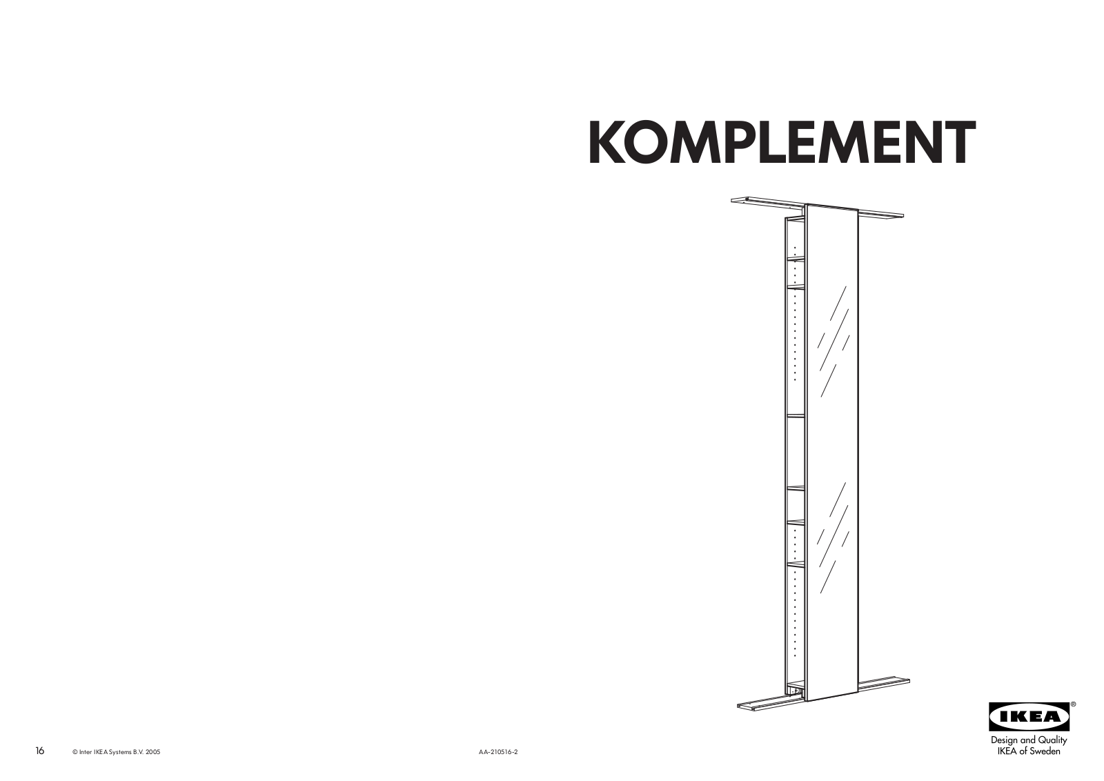 IKEA KOMPLEMENT MIRRORED STORAGE UNIT 92 7-8 Assembly Instruction