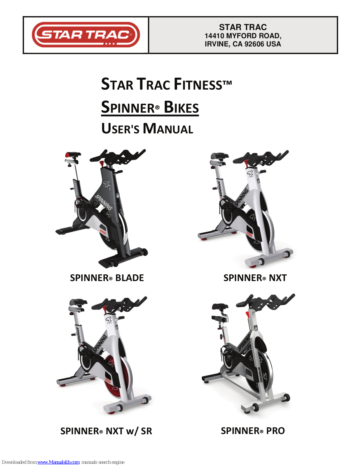 STAR TRAC FITNESS Spinner Blade, Spinner NXT, Spinner PRO User Manual