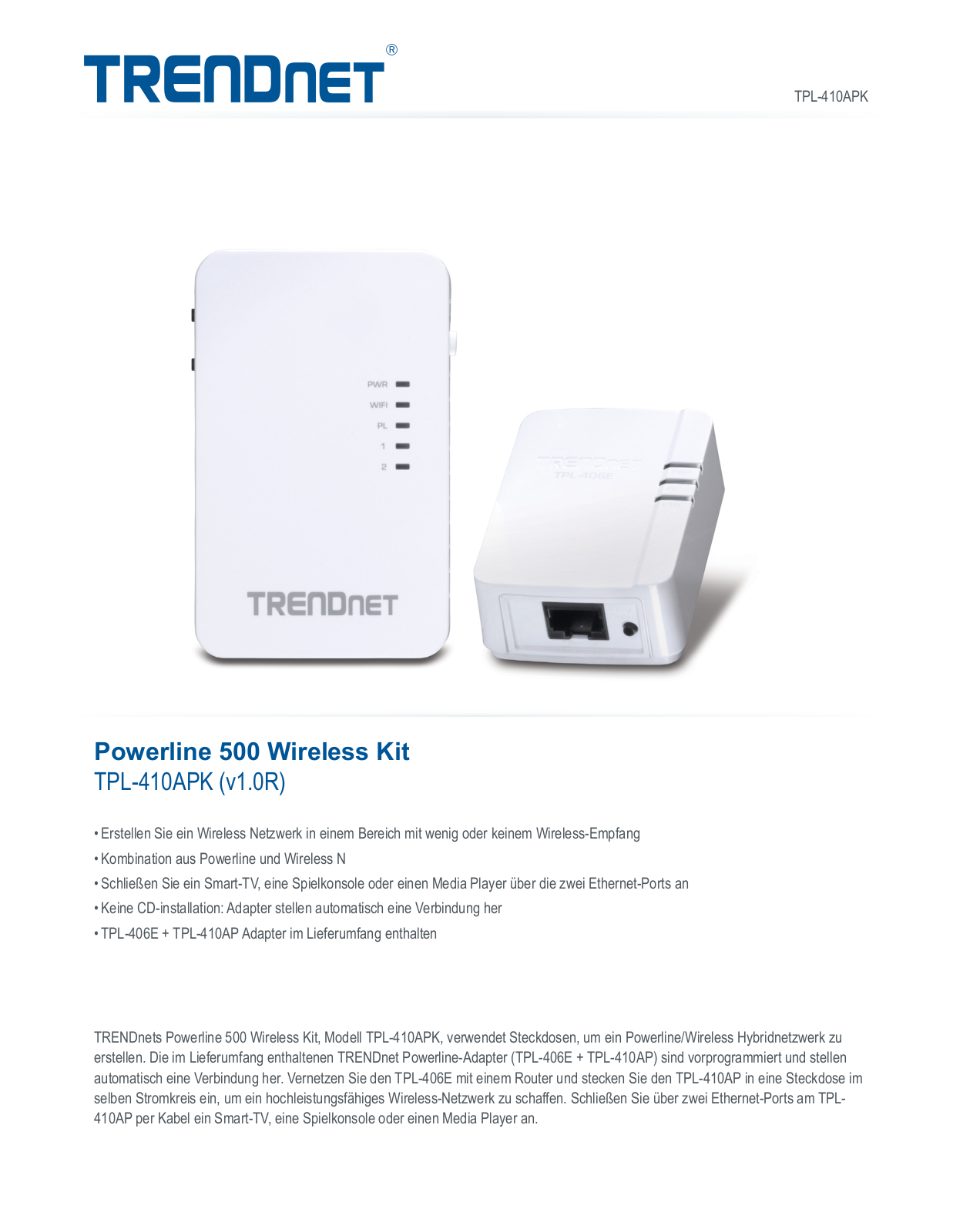 TRENDnet TPL-410APK User Manual