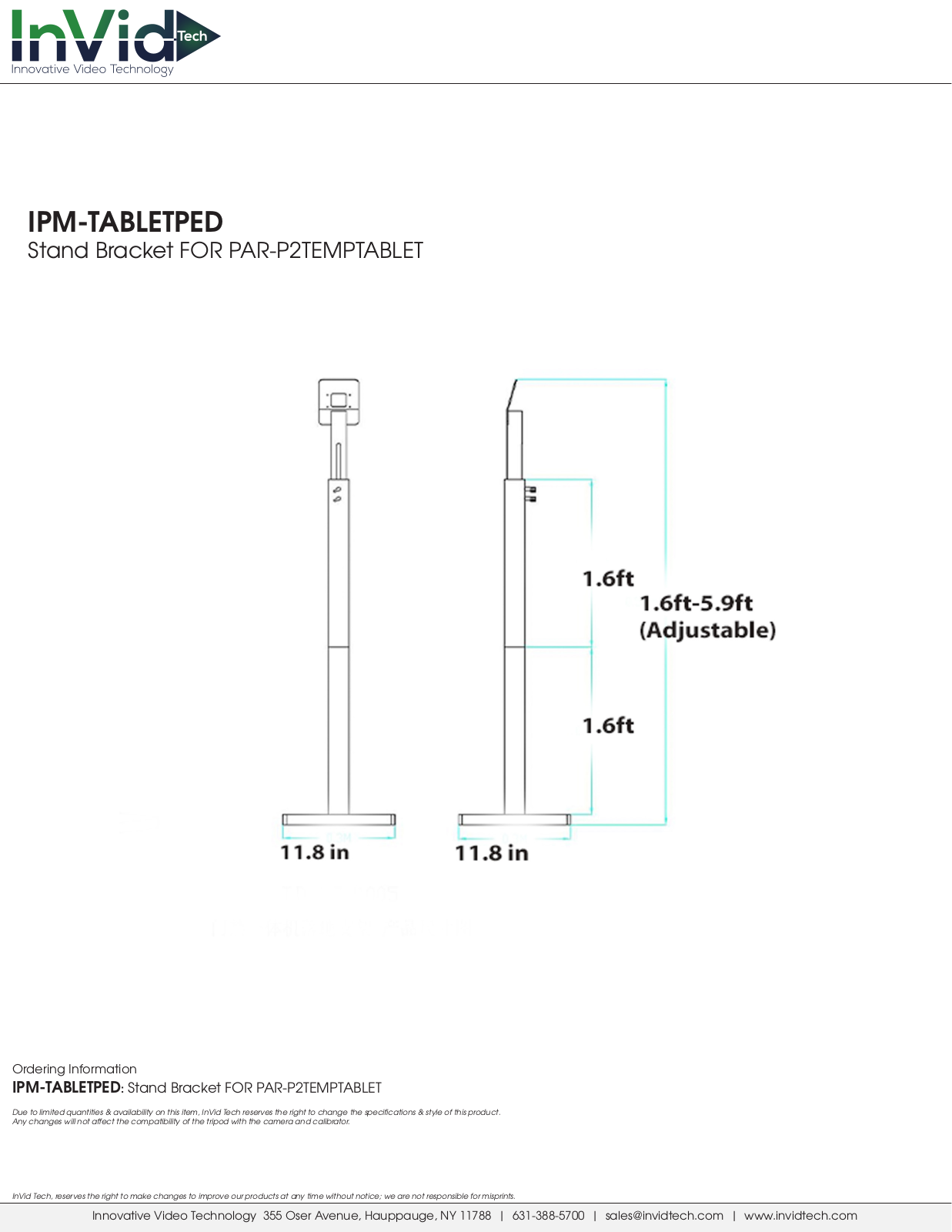 InVid IPM-TABLETPED Specsheet